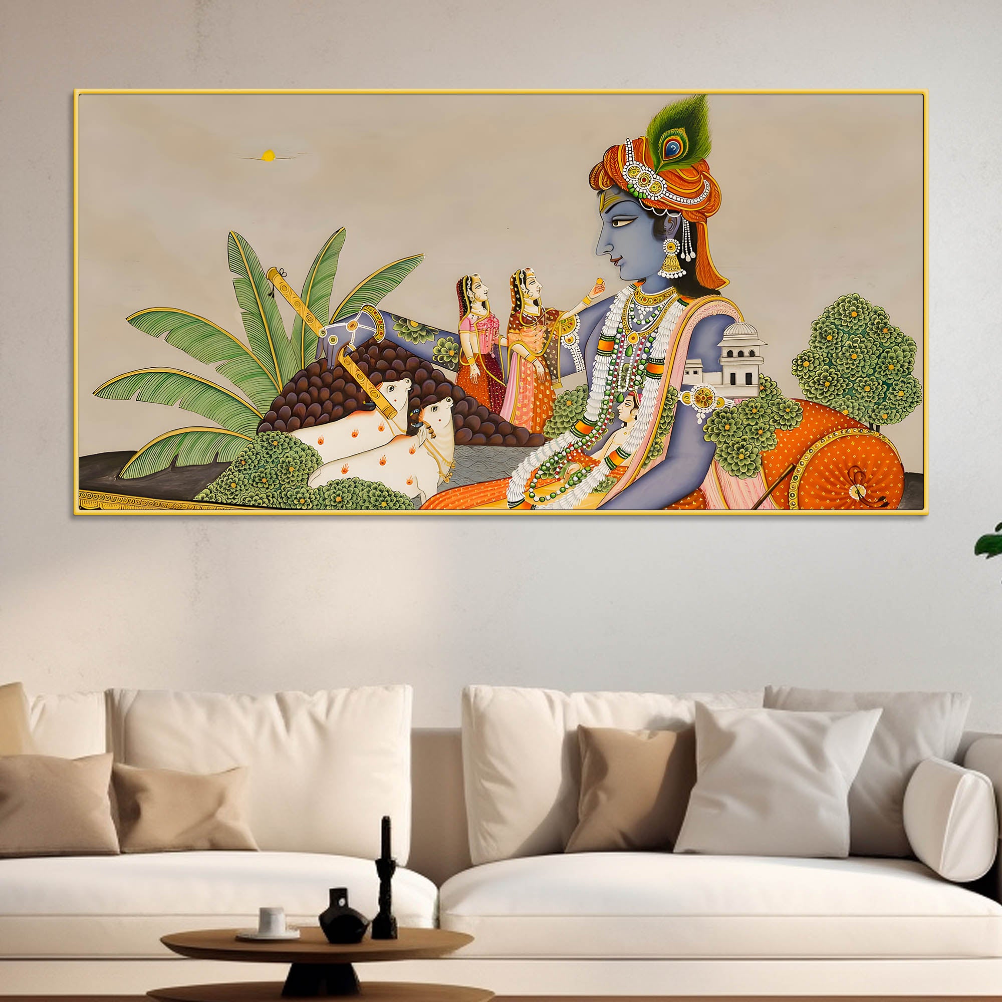 shri-krishna-with-gopis-cows-pichwai-canvas-wall-painting-traditional-indian-decor