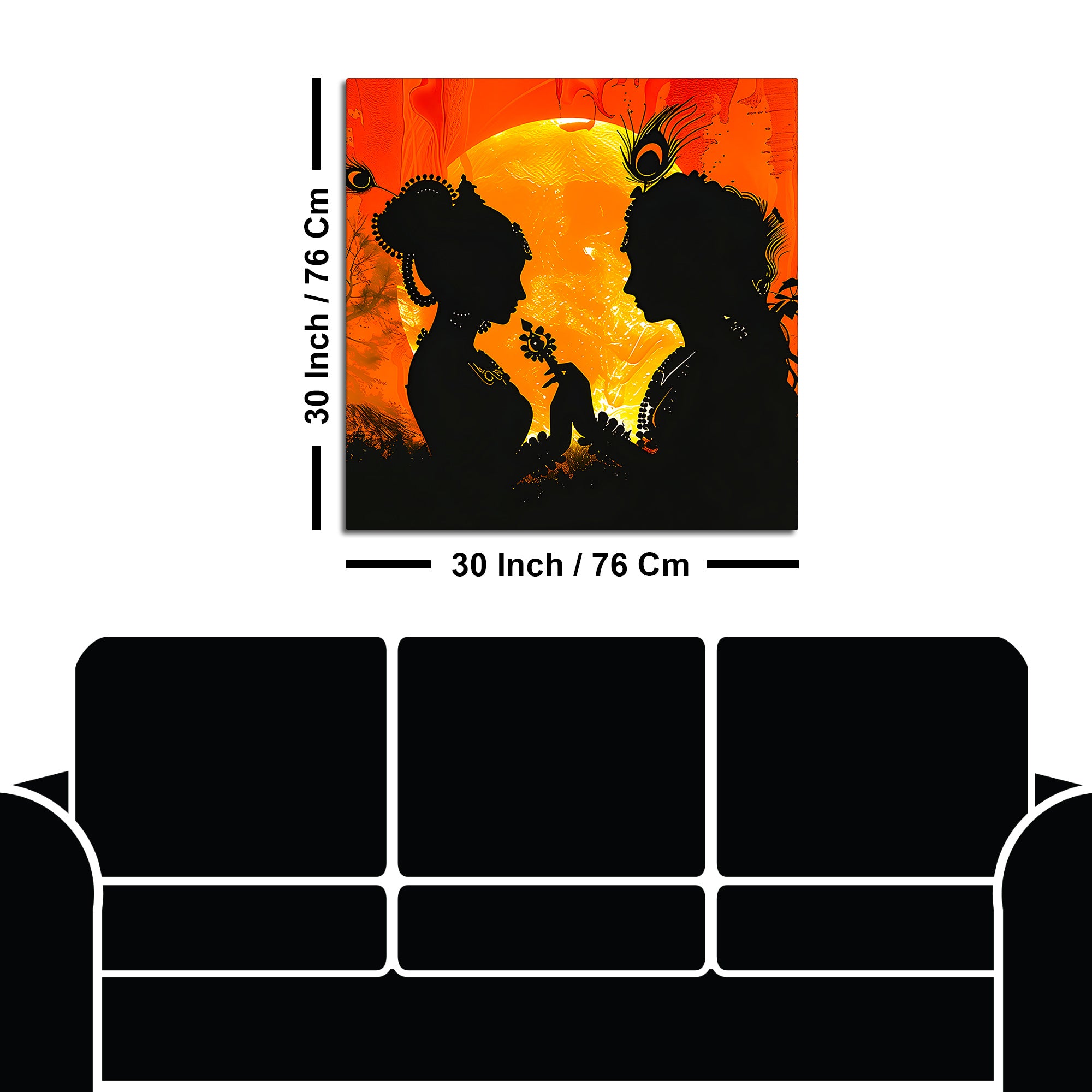 Shri Radha Krishna Silhouette Wall Painting for Home & Office – Modern Spiritual Wall Decor