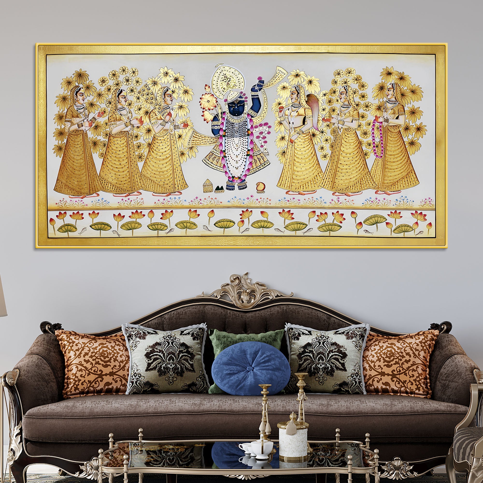 Shrinathji Golden Pichwai Art Premium Wall Painting