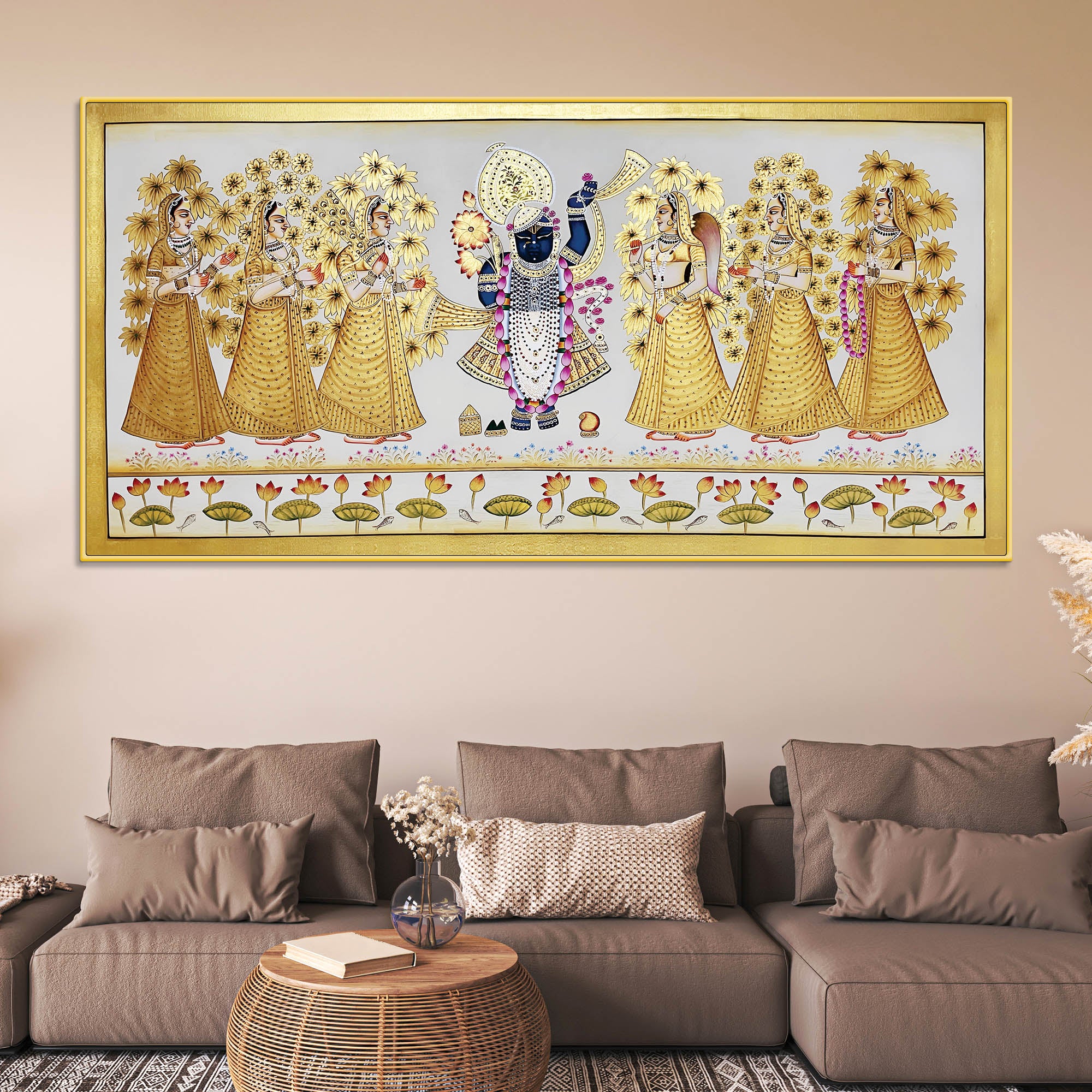 Shrinathji Golden Pichwai Art Premium Wall Painting