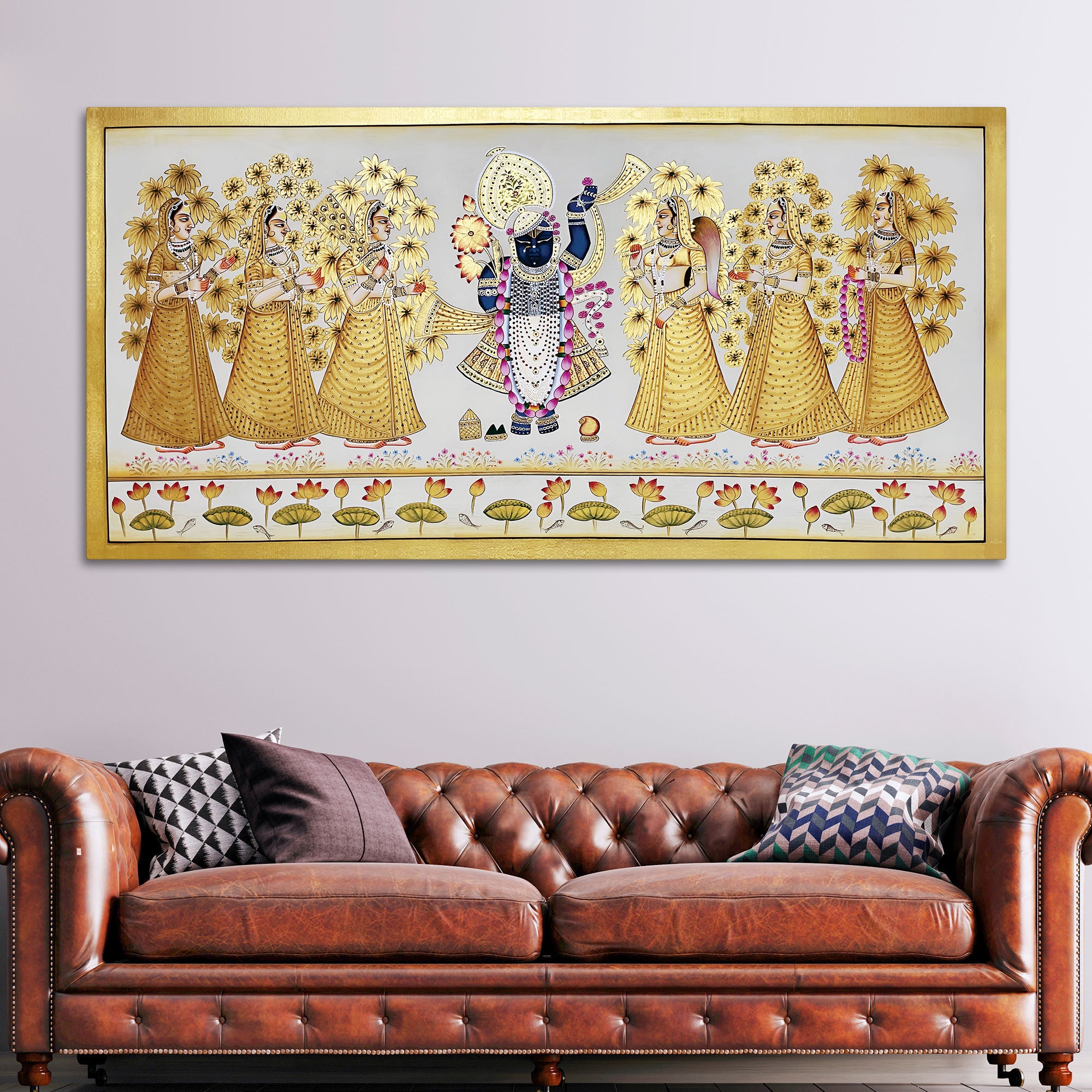 Shrinathji Golden Pichwai Art Premium Wall Painting