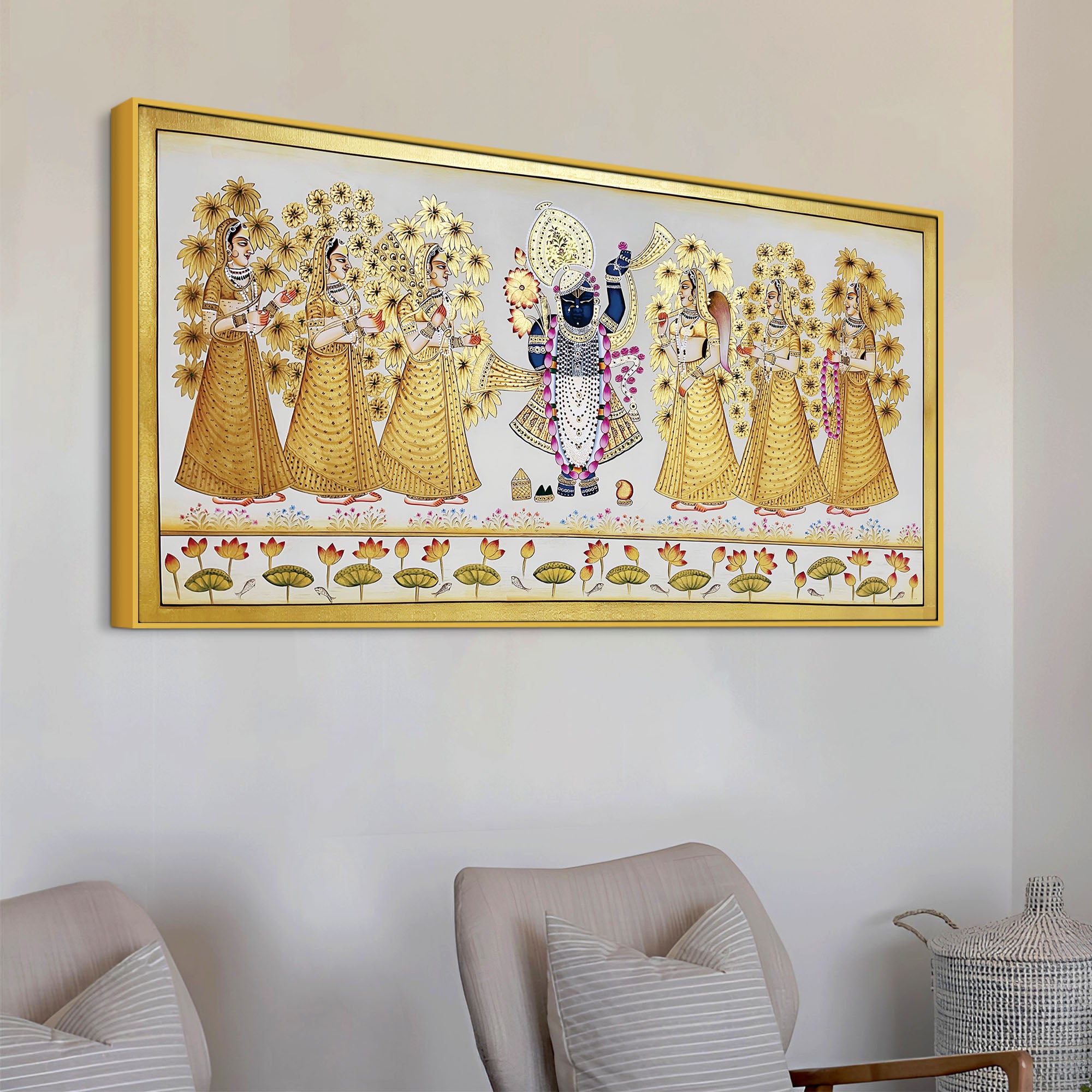 Shrinathji Golden Pichwai Art Premium Wall Painting