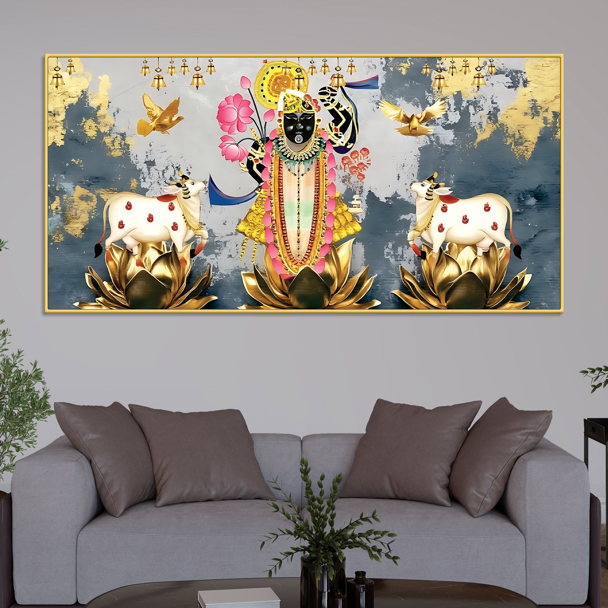 Shrinathji Krishna Pichwai Art Canvas Wall Painting