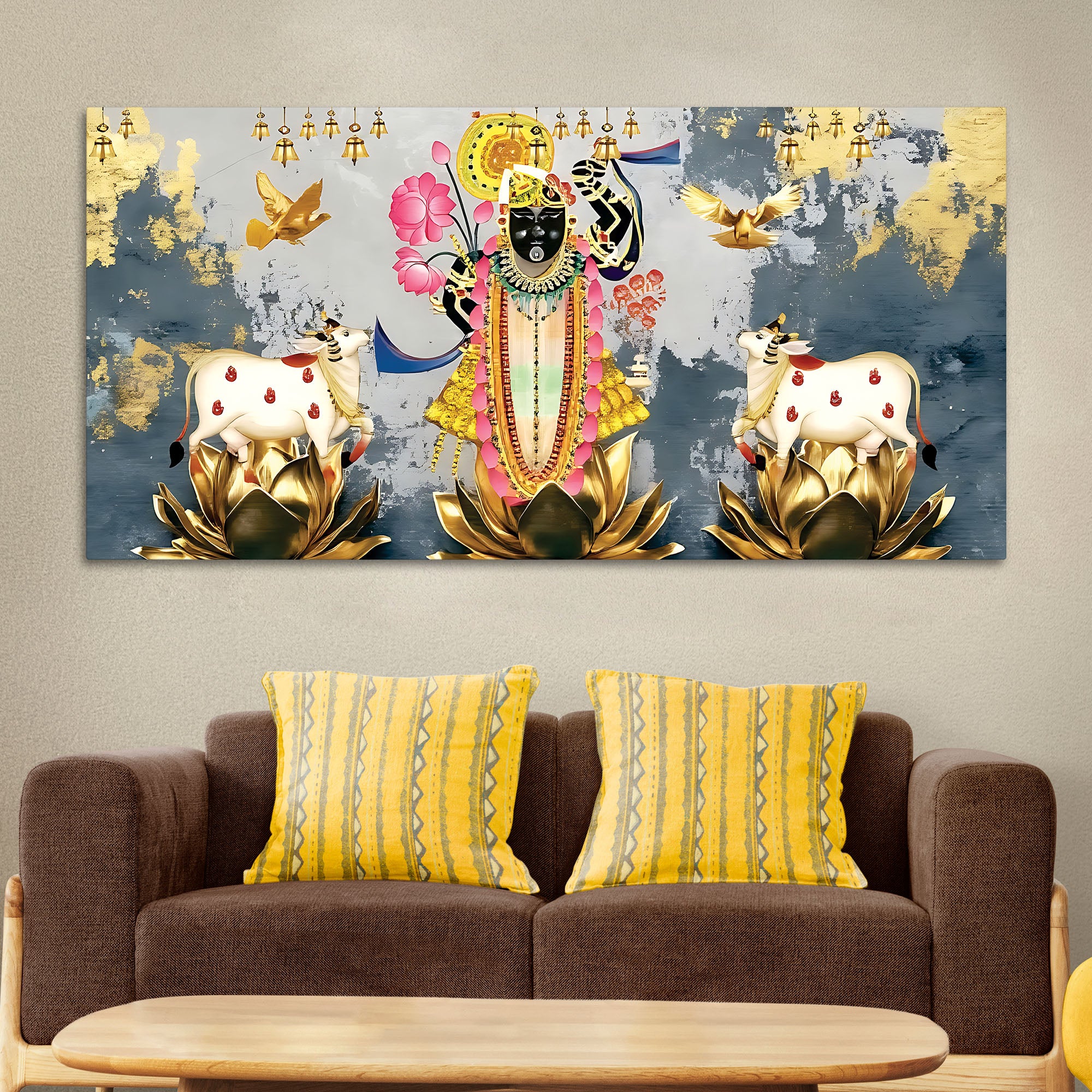 Shrinathji Krishna Pichwai Art Canvas Wall Painting