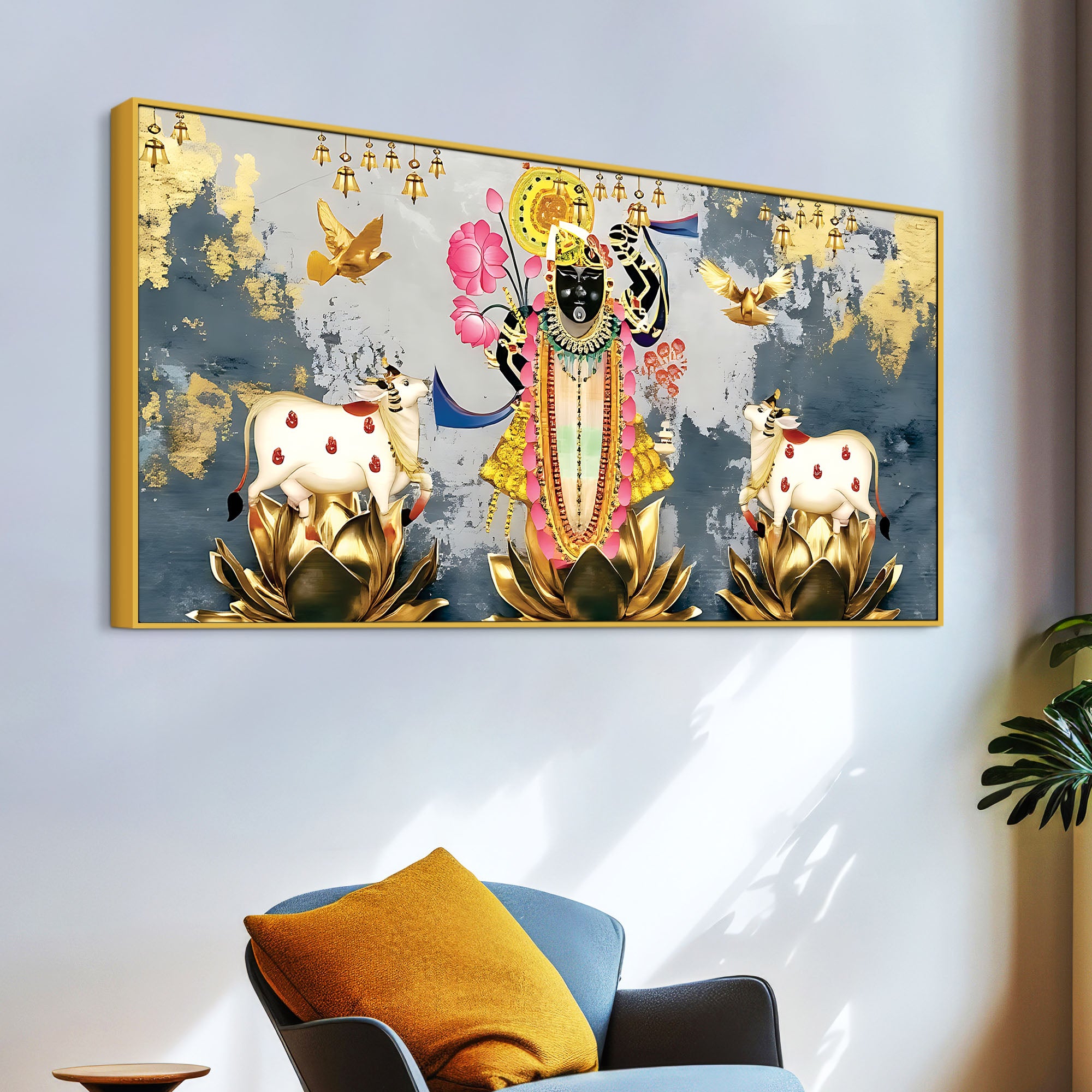 Shrinathji Krishna Pichwai Art Canvas Wall Painting