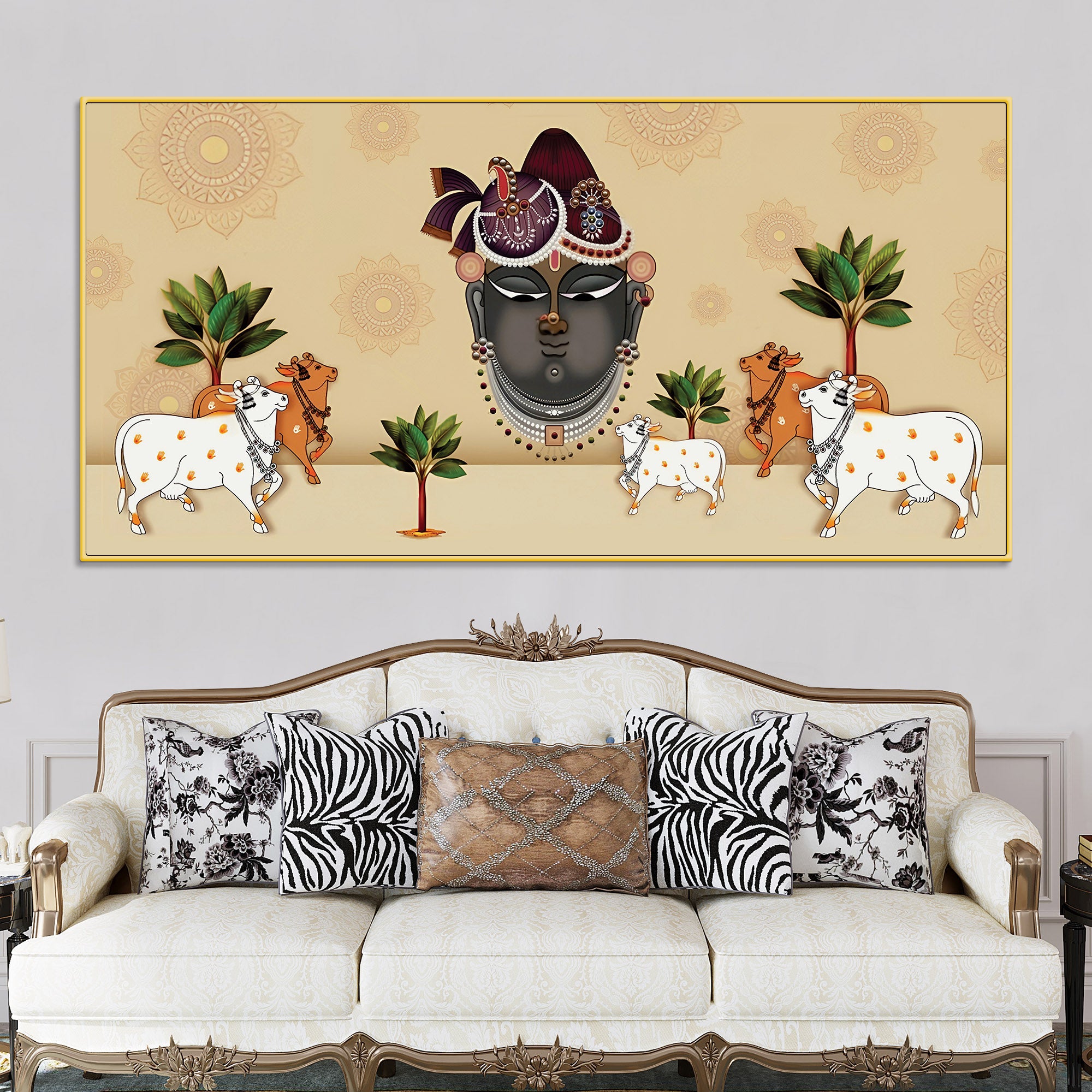 Shrinathji Mukharavind Pichwai Religious Wall Painting