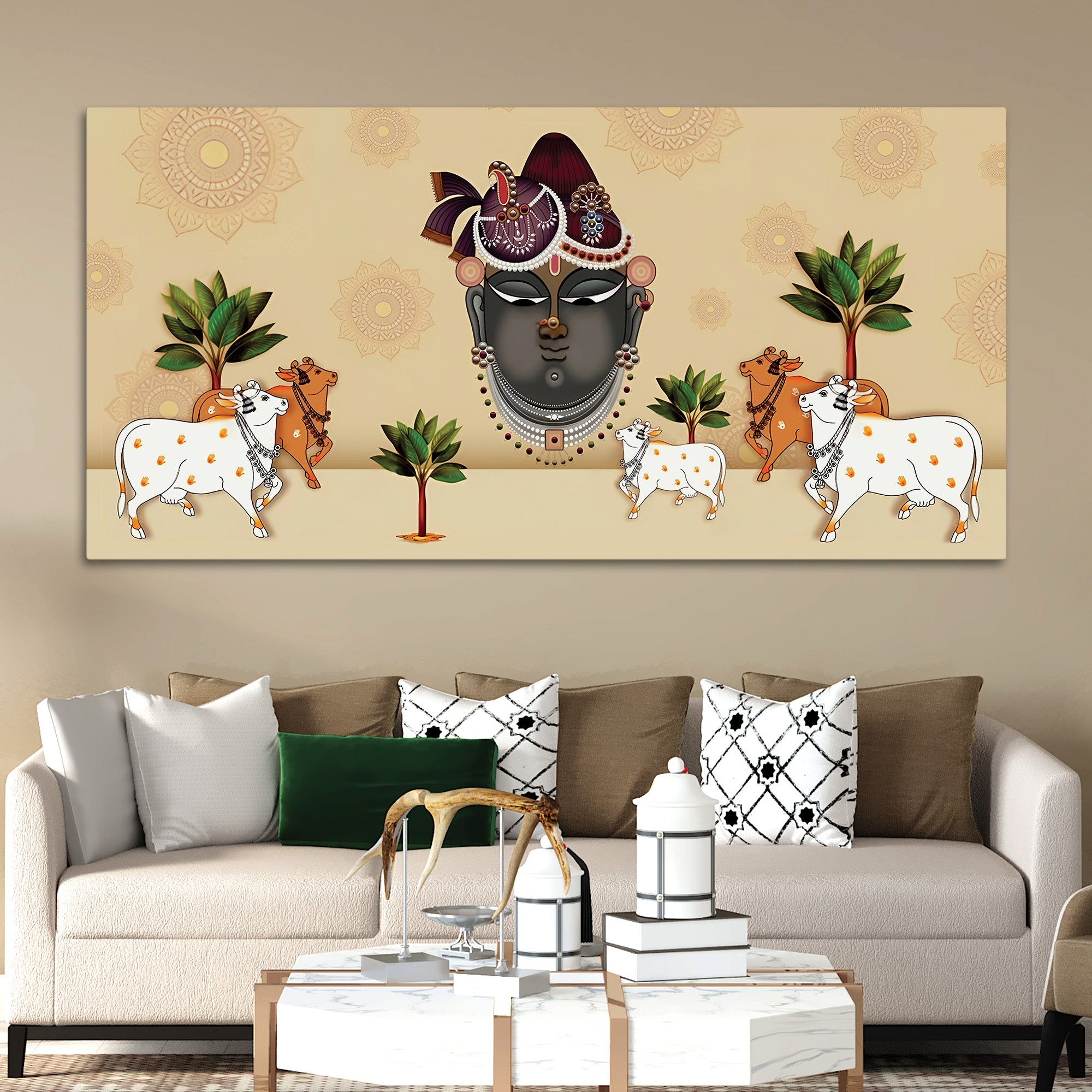 Shrinathji Mukharavind Pichwai Religious Wall Painting