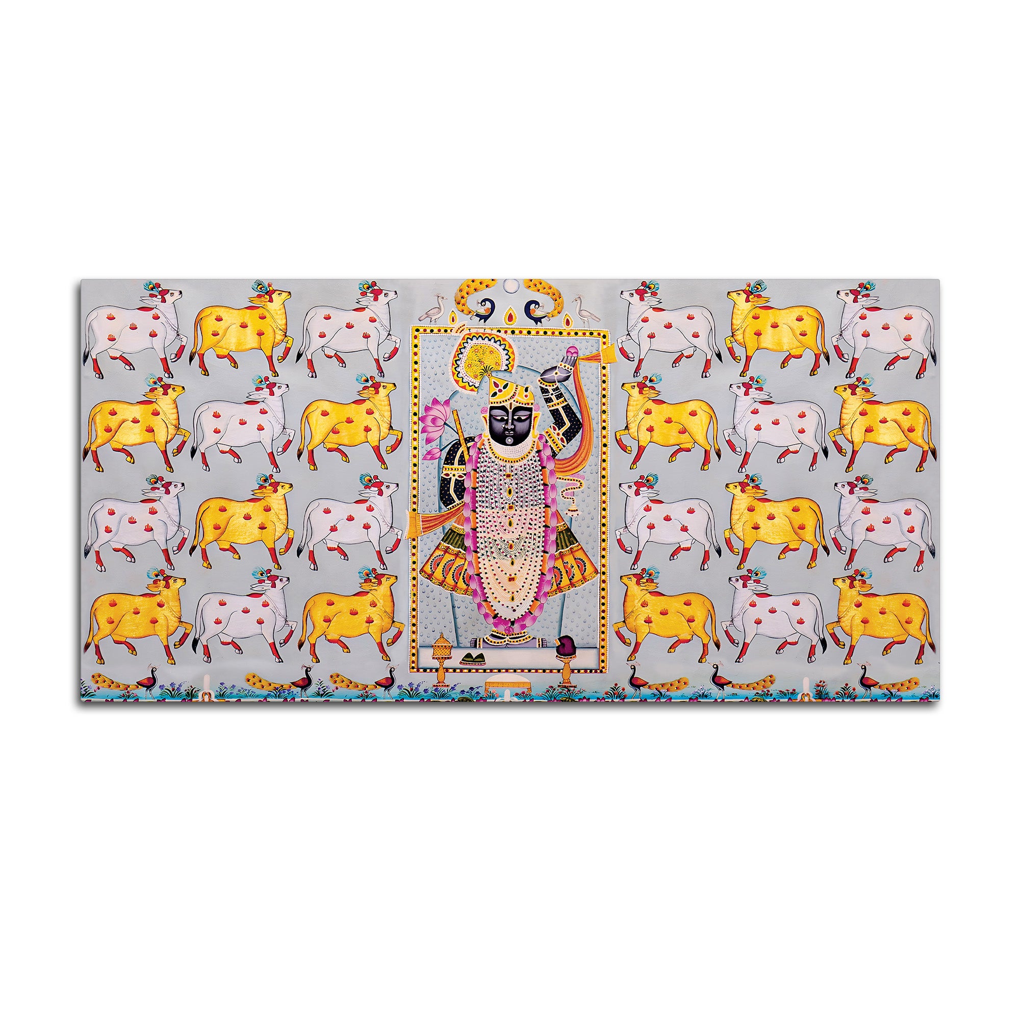 Shrinathji Pichwai Art Wall Painting with Sacred Cows