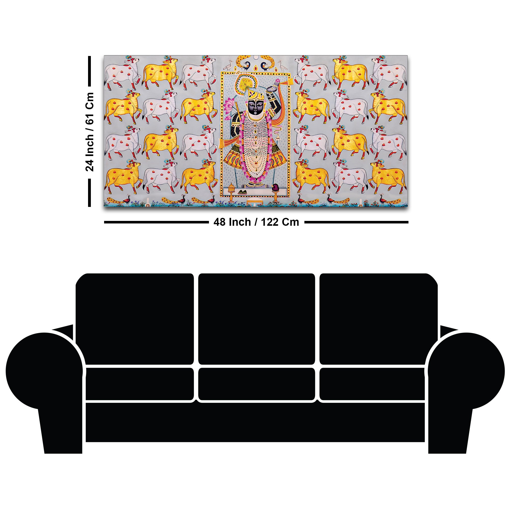 Shrinathji Pichwai Art Wall Painting with Sacred Cows