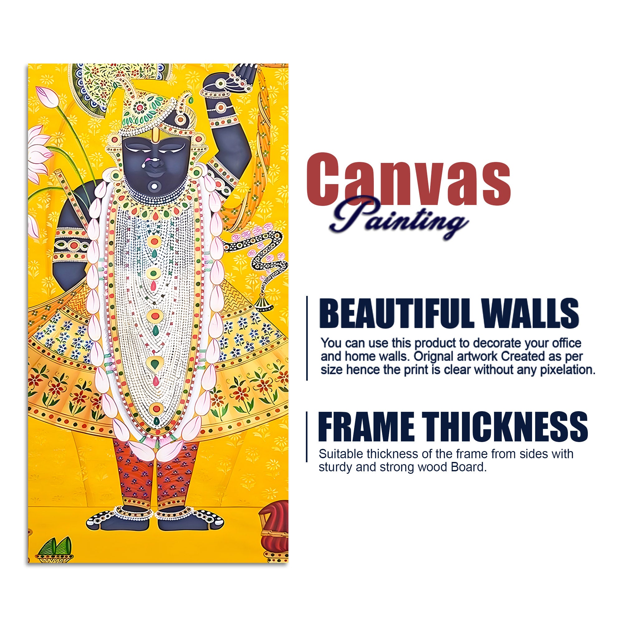 Shrinathji Pichwai Canvas Painting | Nathdwara Wall Decor for Living Room
