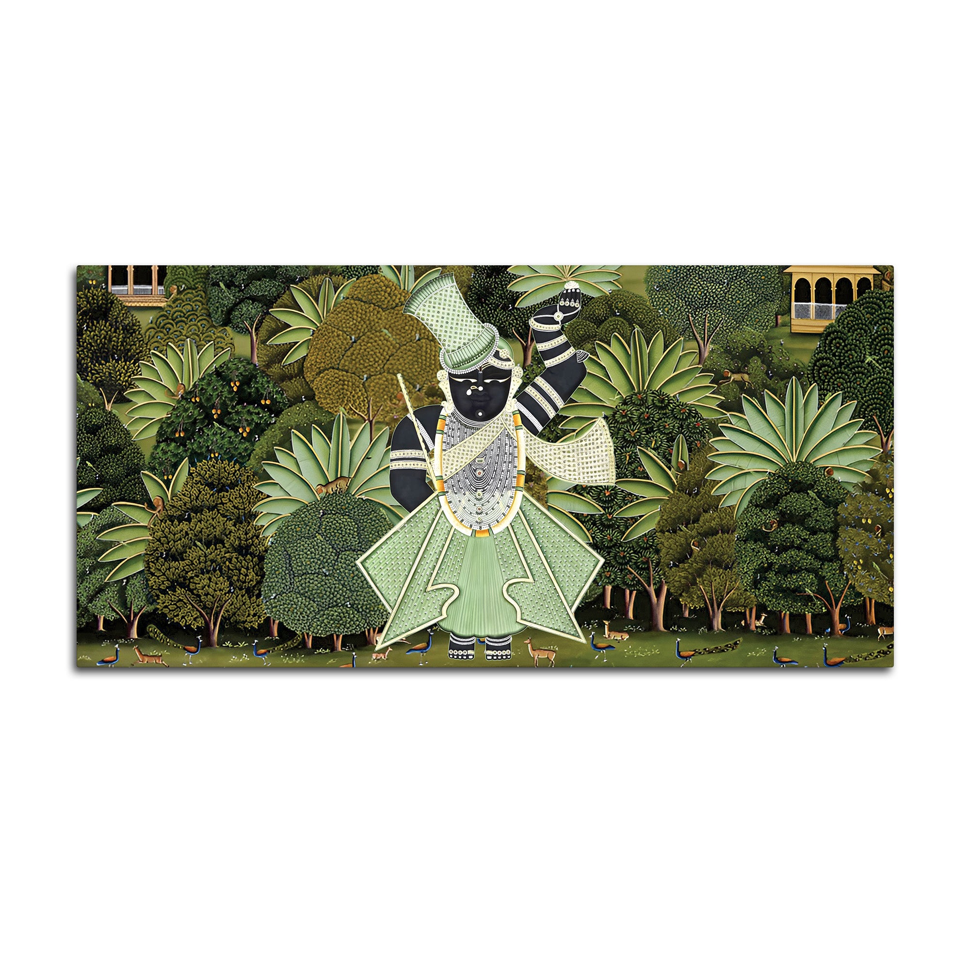 Shrinathji Pichwai Forest Scene Canvas Wall Painting