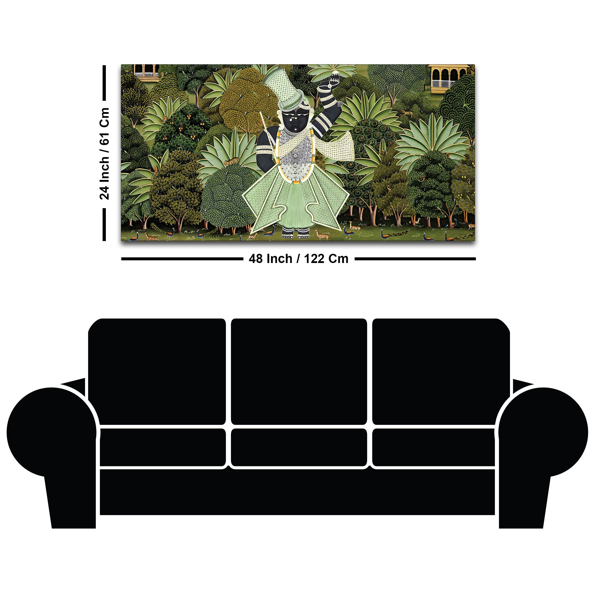 Shrinathji Pichwai Forest Scene Canvas Wall Painting