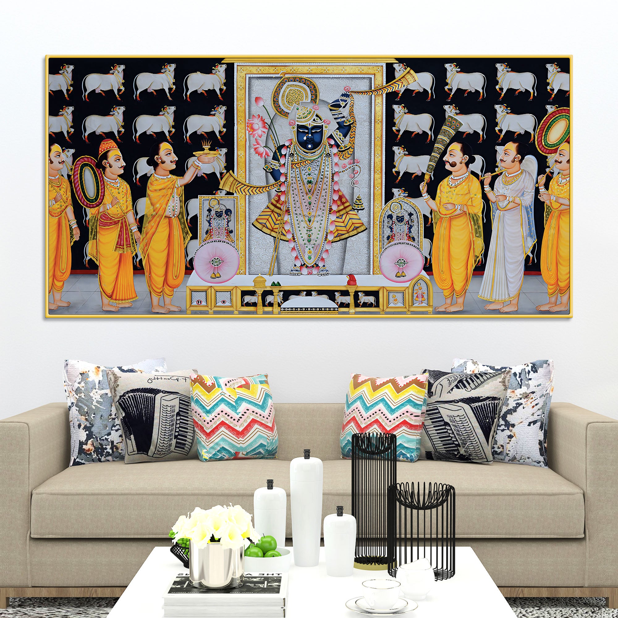 Shrinathji Temple Scene Religious Wall Painting