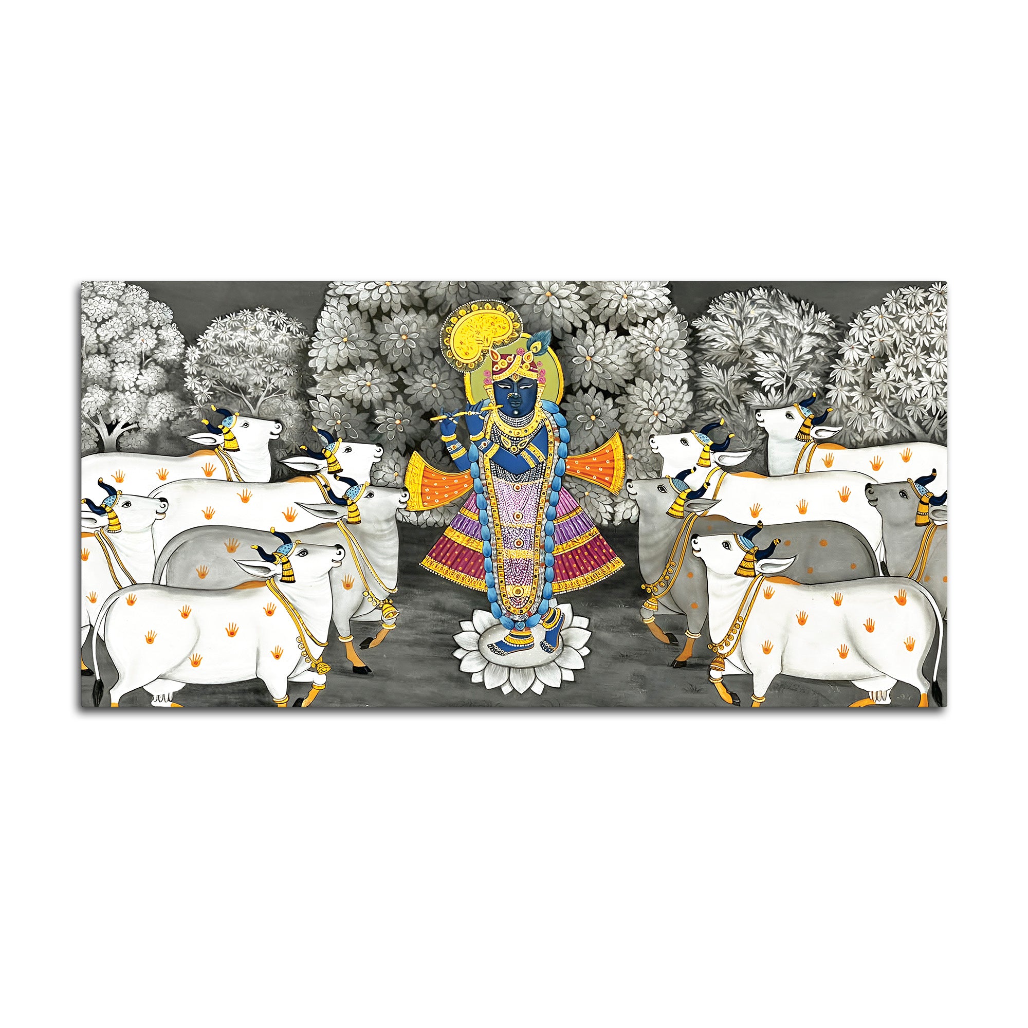 Shrinathji with Cows Traditional Pichwai Painting