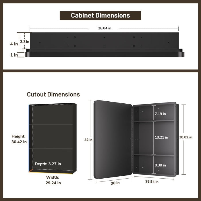 Sleek Golden Edge Mirror Cabinet with Storage Shelves