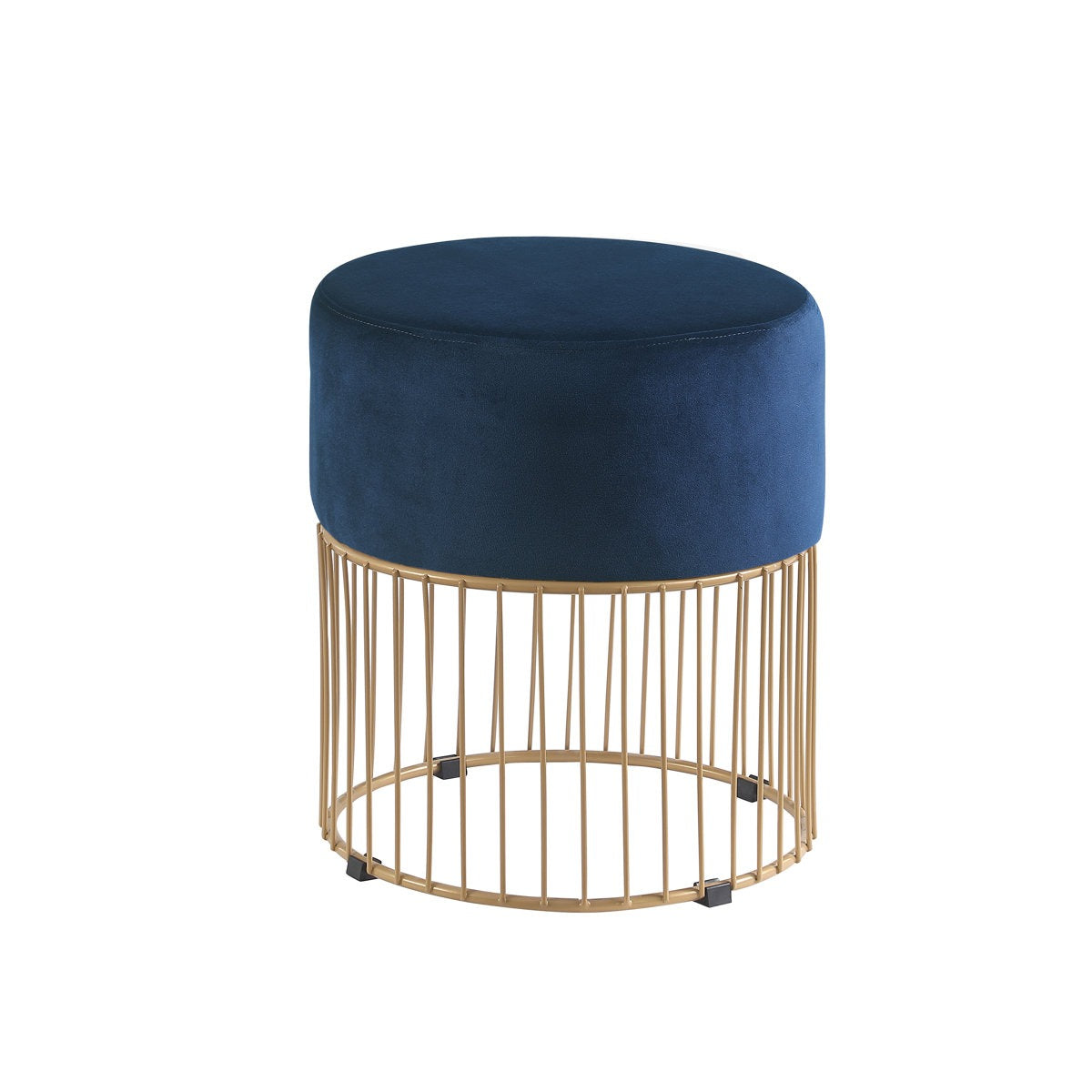 Sleek Navy Steel Stool with Luxurious Gold Frame
