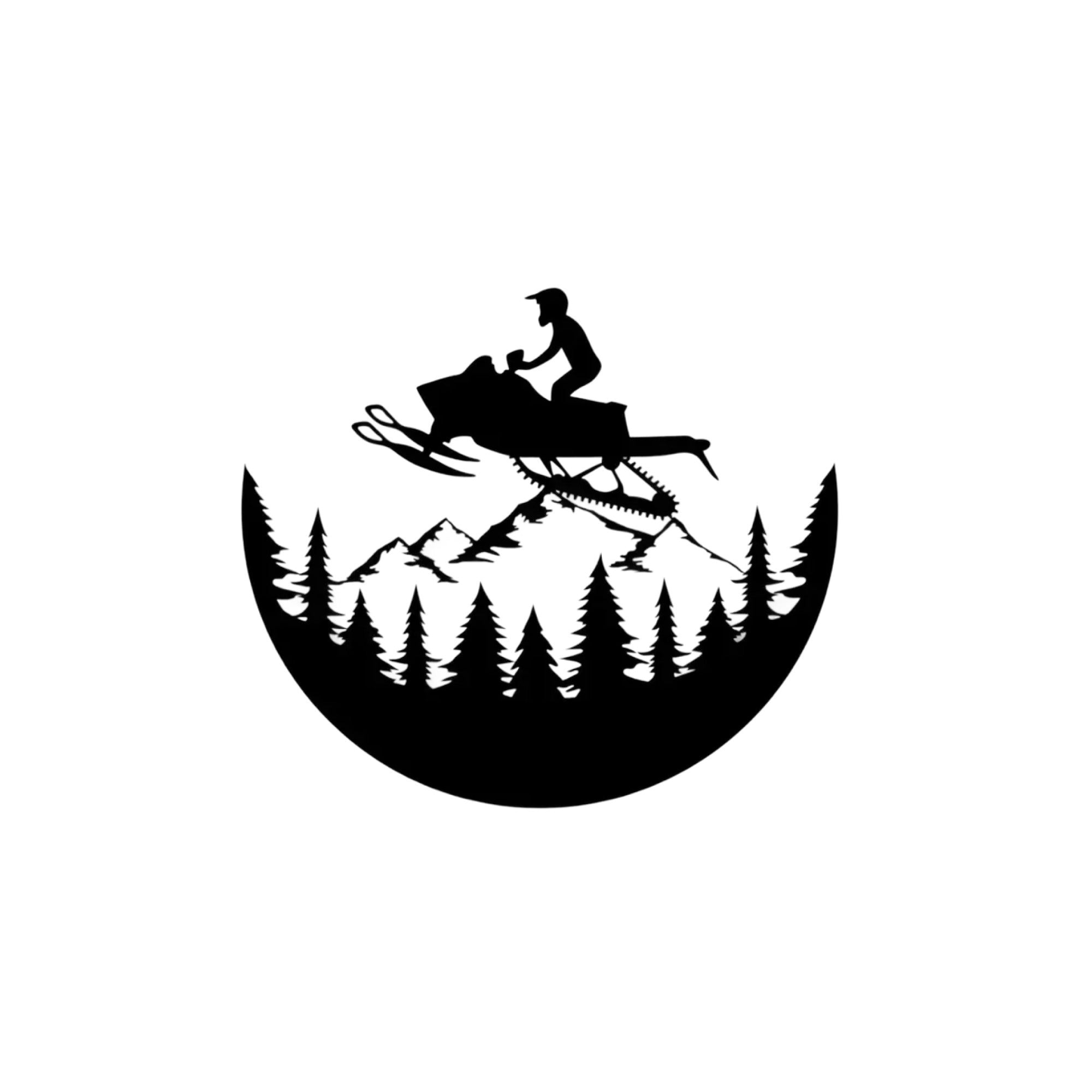 Snowmobile Mountain Rider Metal Art Wall Decor