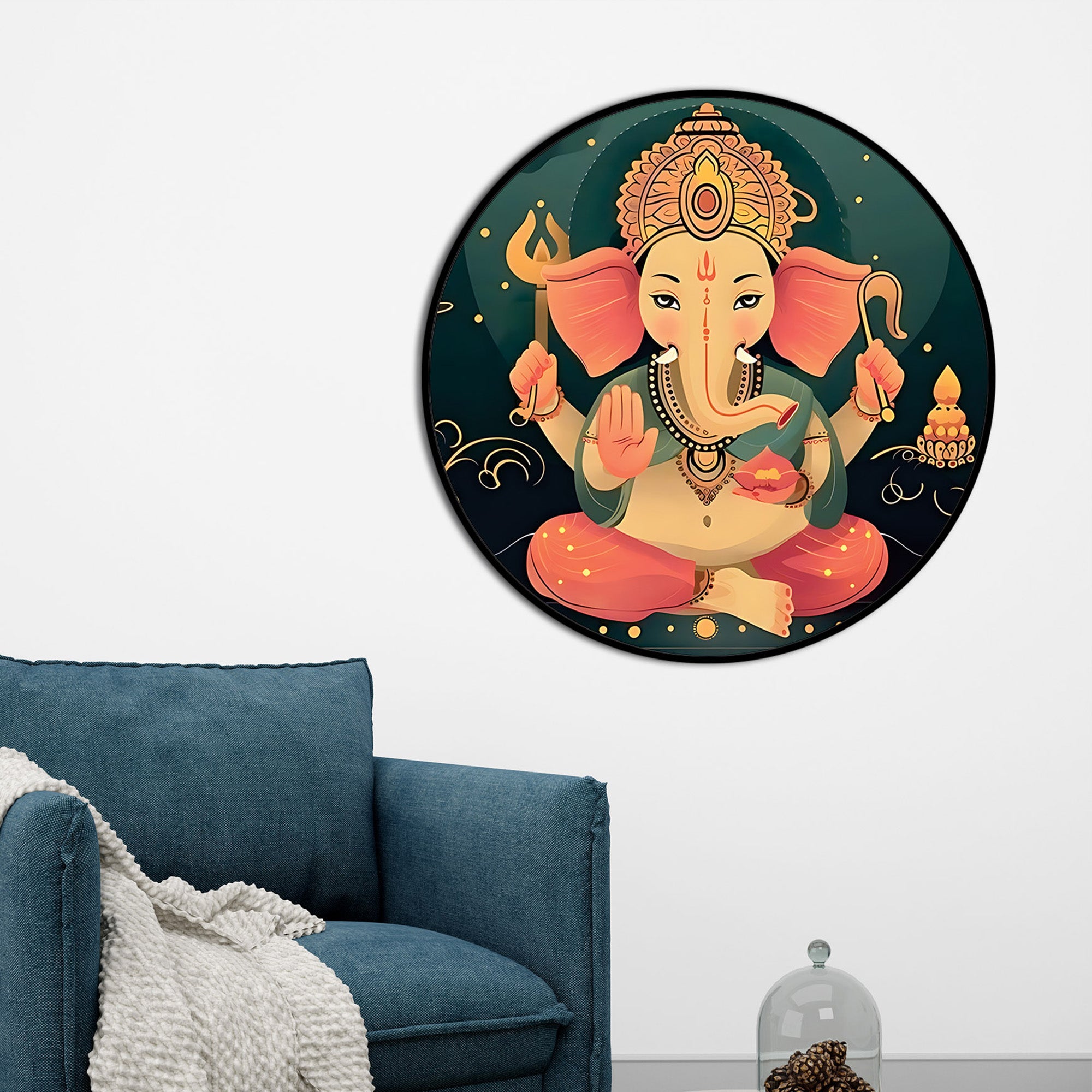 Soft Style Ganesh Ji Round Painting