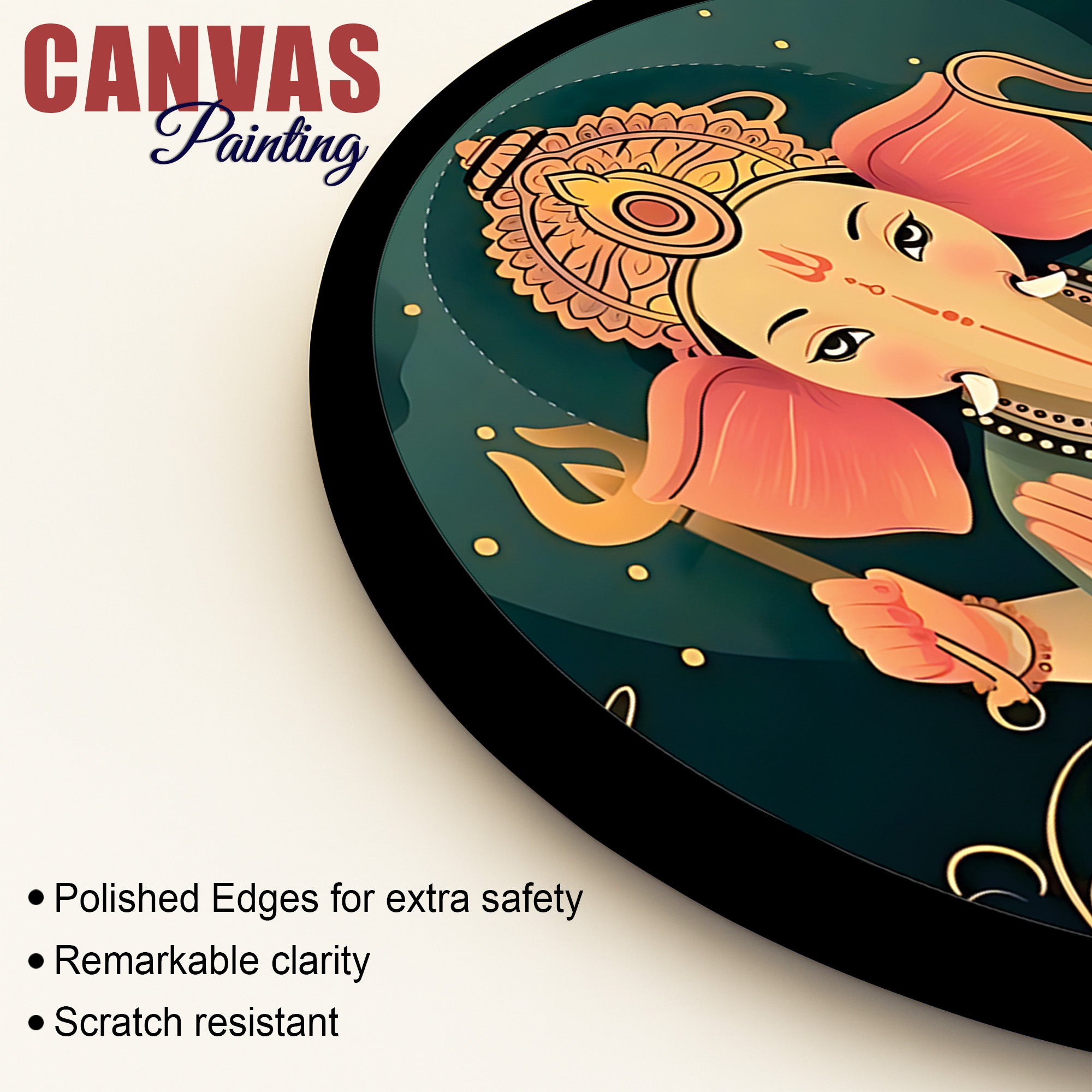 Soft Style Ganesh Ji Round Painting