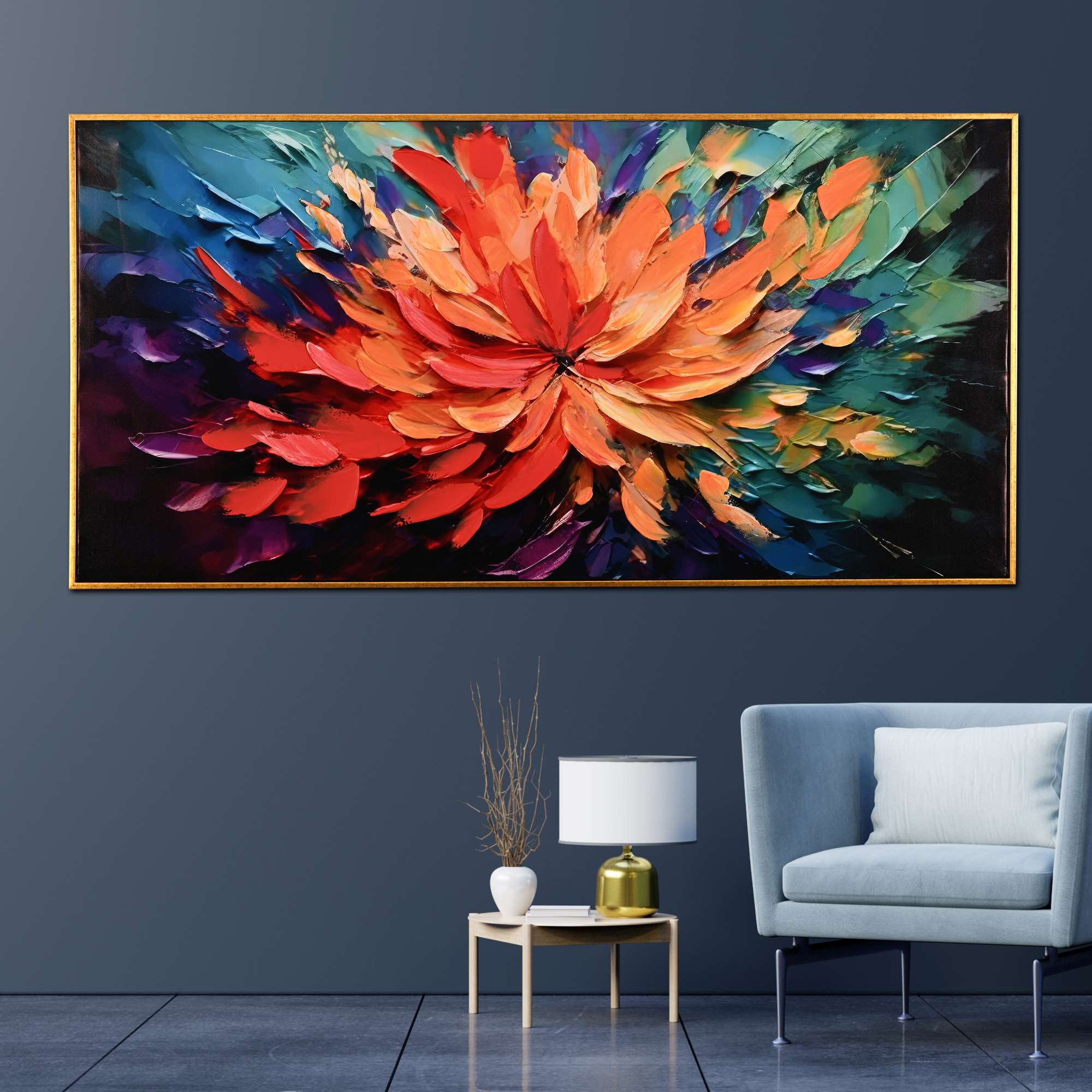 Spark in Bloom Hand Painted Wall Painting with Floating Frame