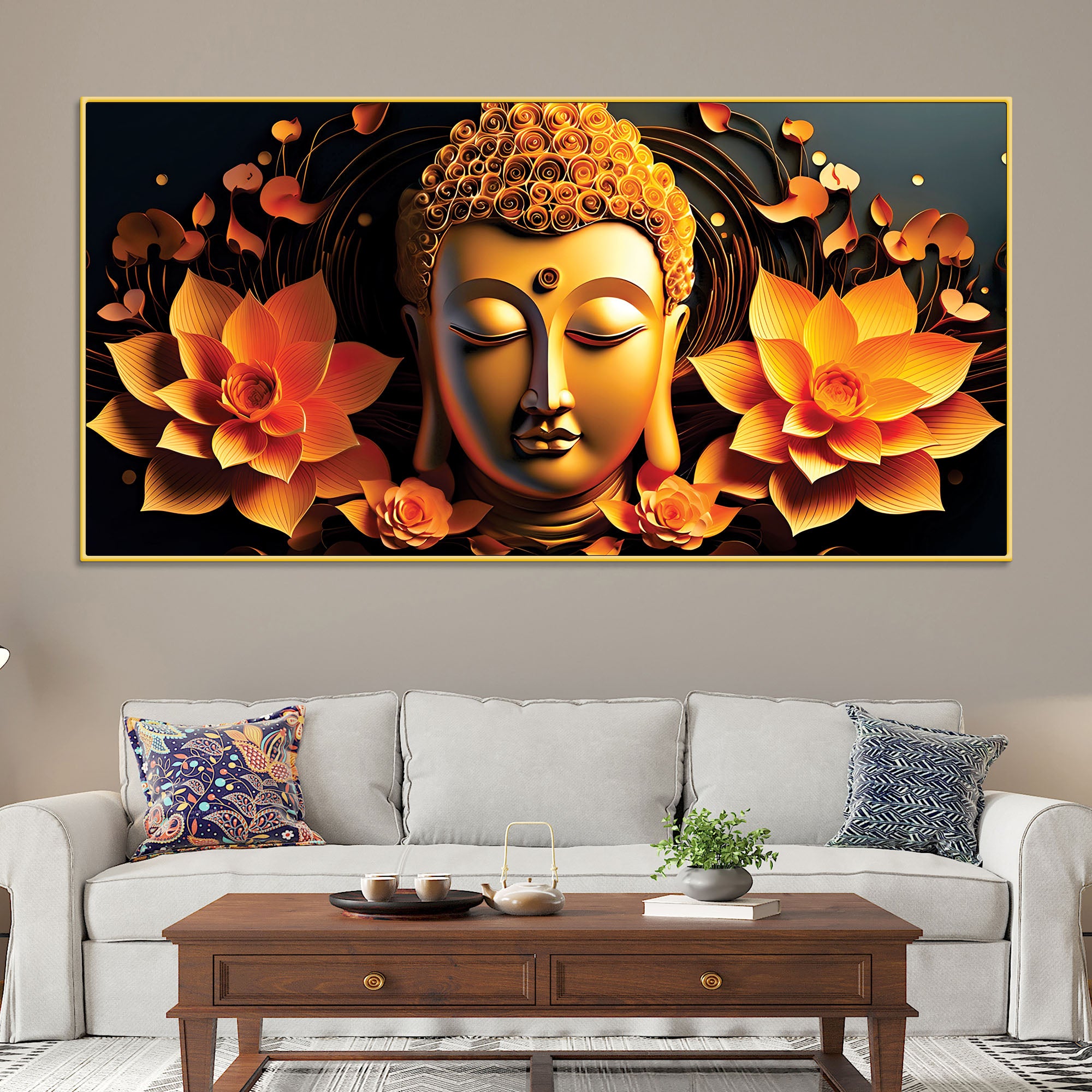 Spiritual Buddha Canvas Painting for Peaceful Interiors