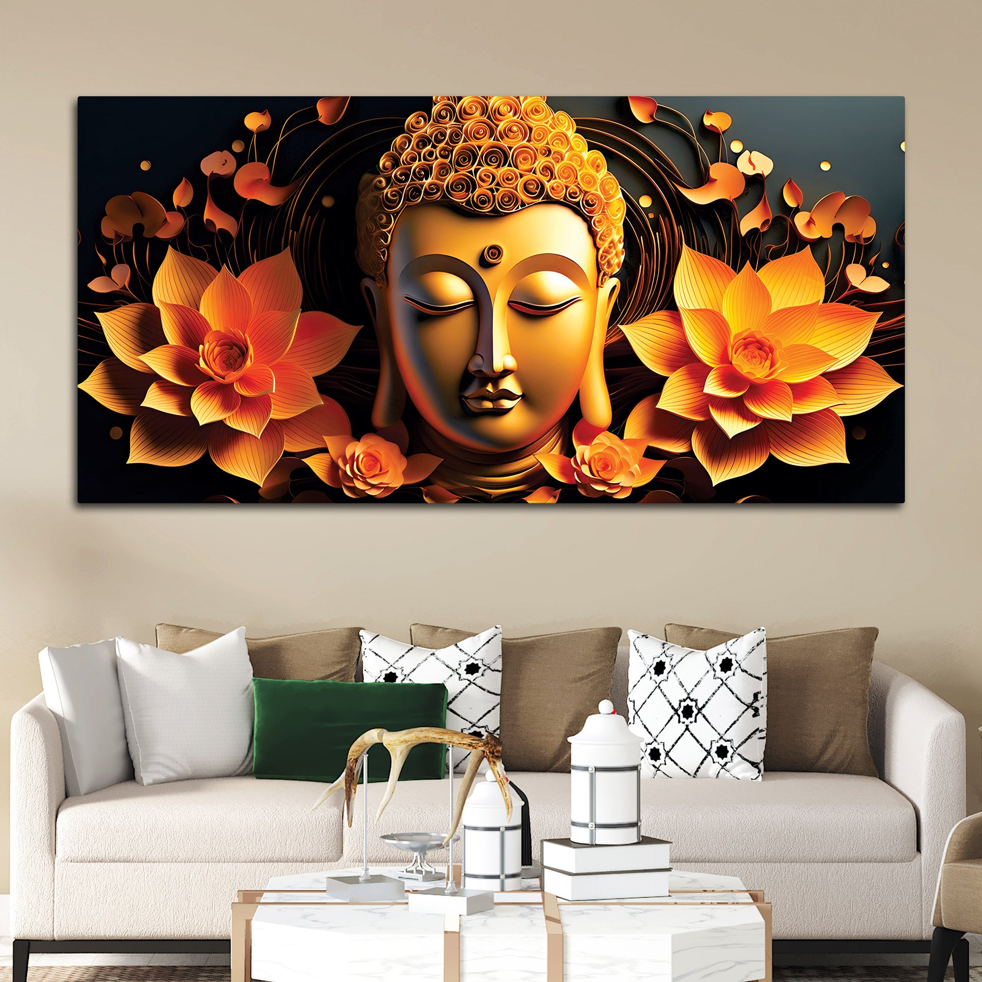 Spiritual Buddha Canvas Painting for Peaceful Interiors