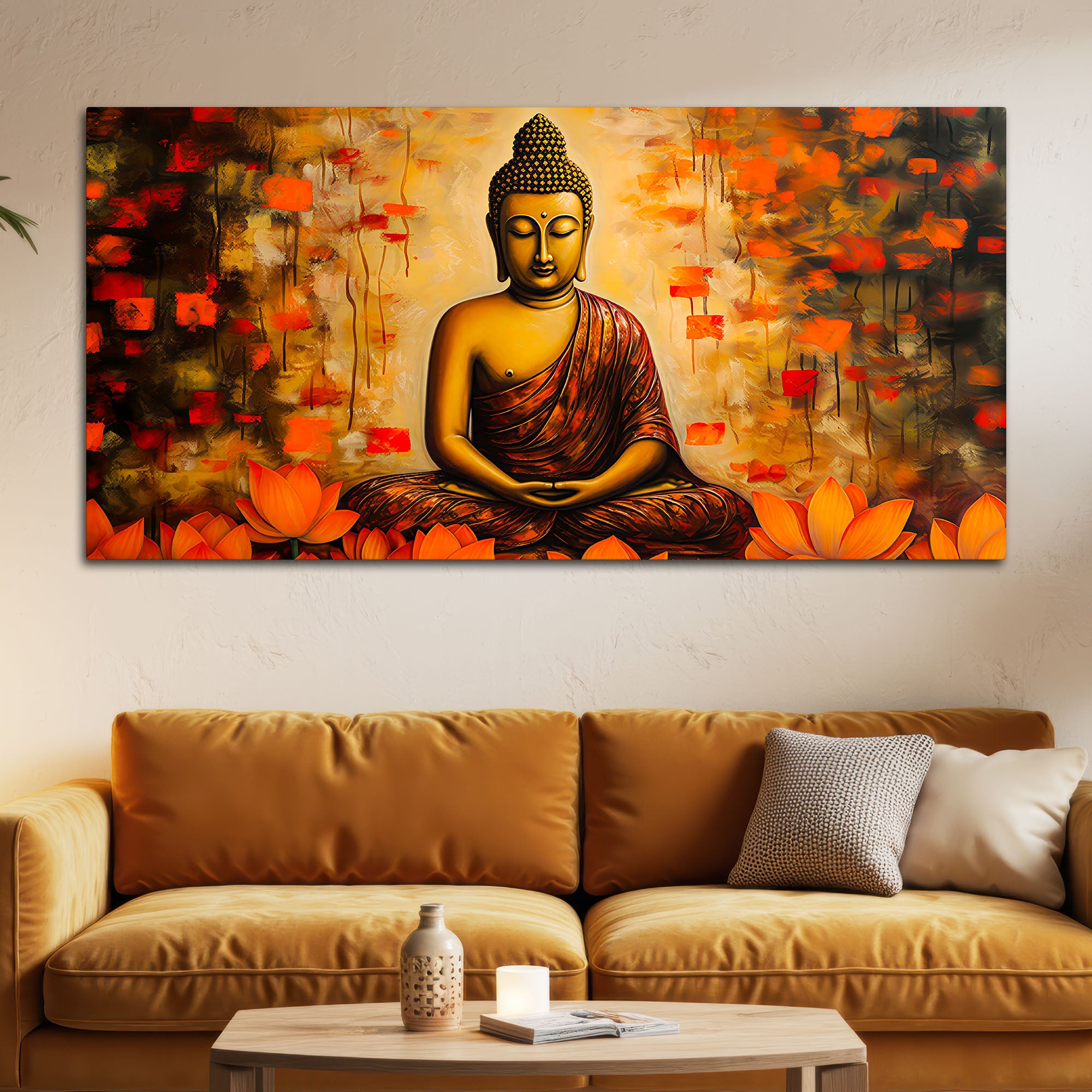 Spiritual Buddha Canvas Wall Painting for Calm Home Decor