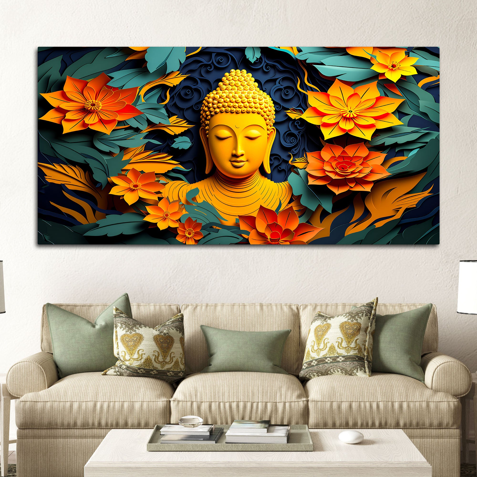 Spiritual Buddha Canvas Wall Painting for Serene Living Spaces