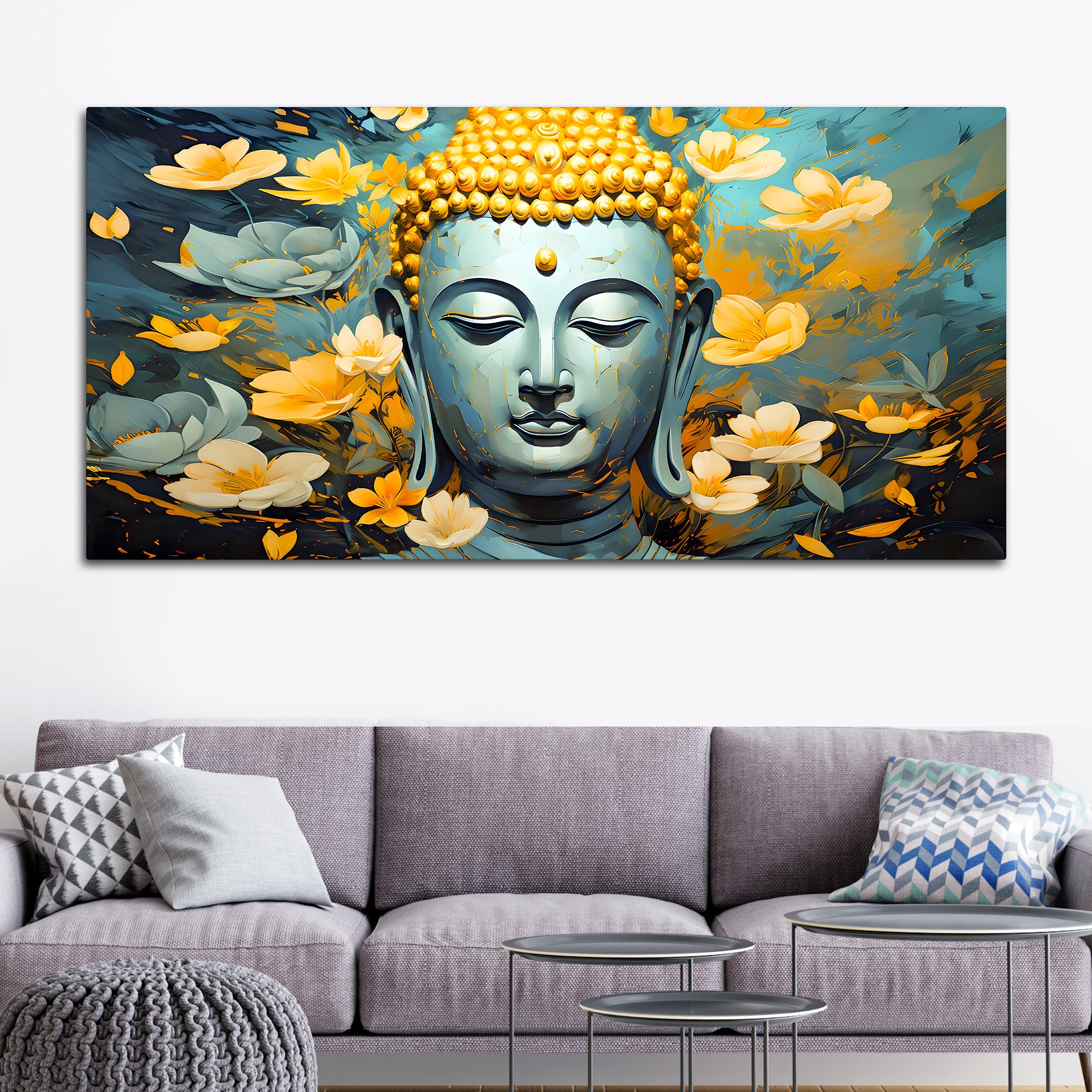 Spiritual Buddha Wall Painting on Canvas for Home Decor