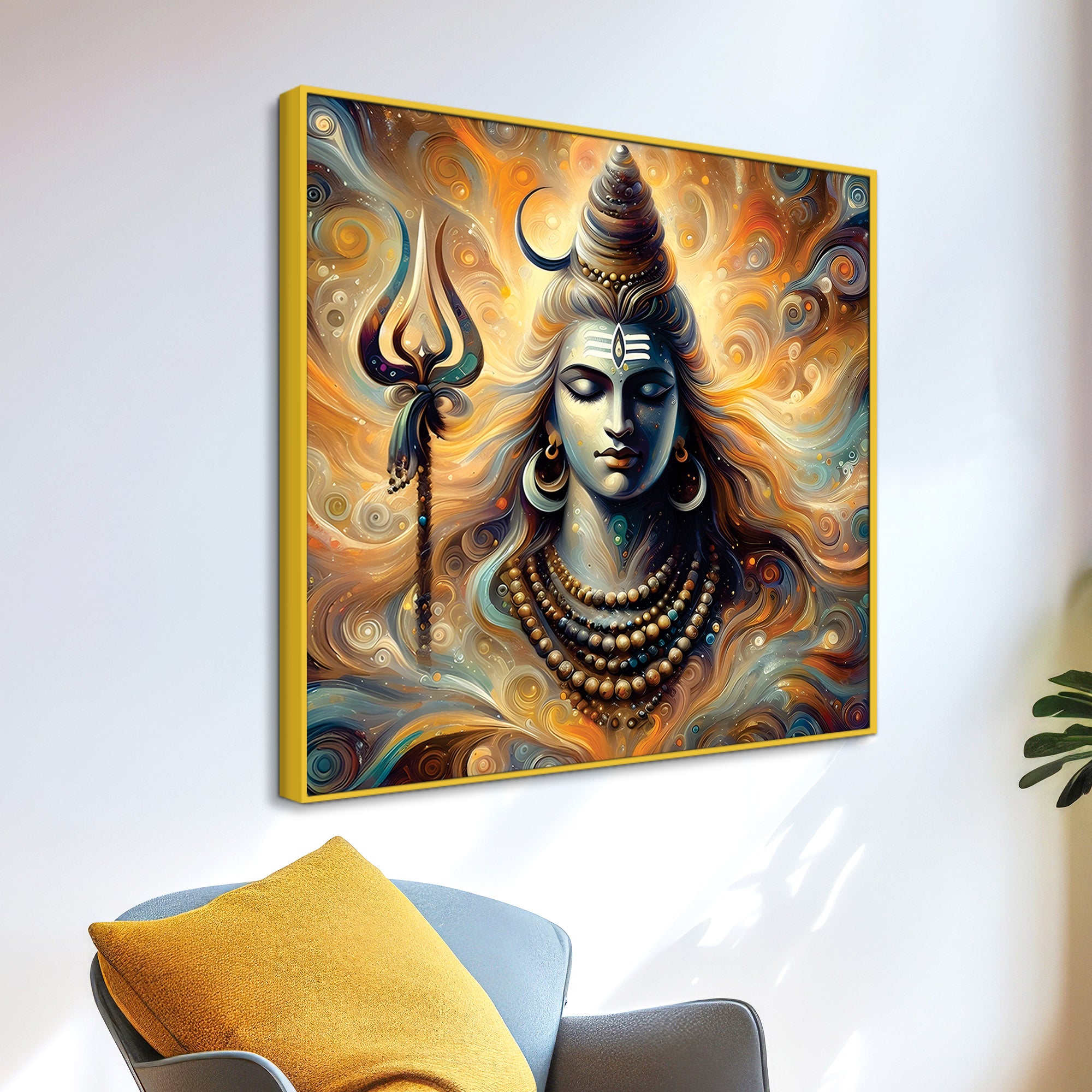 Spiritual Canvas Painting for Home Decor Divine Shiv Ji Wall Art