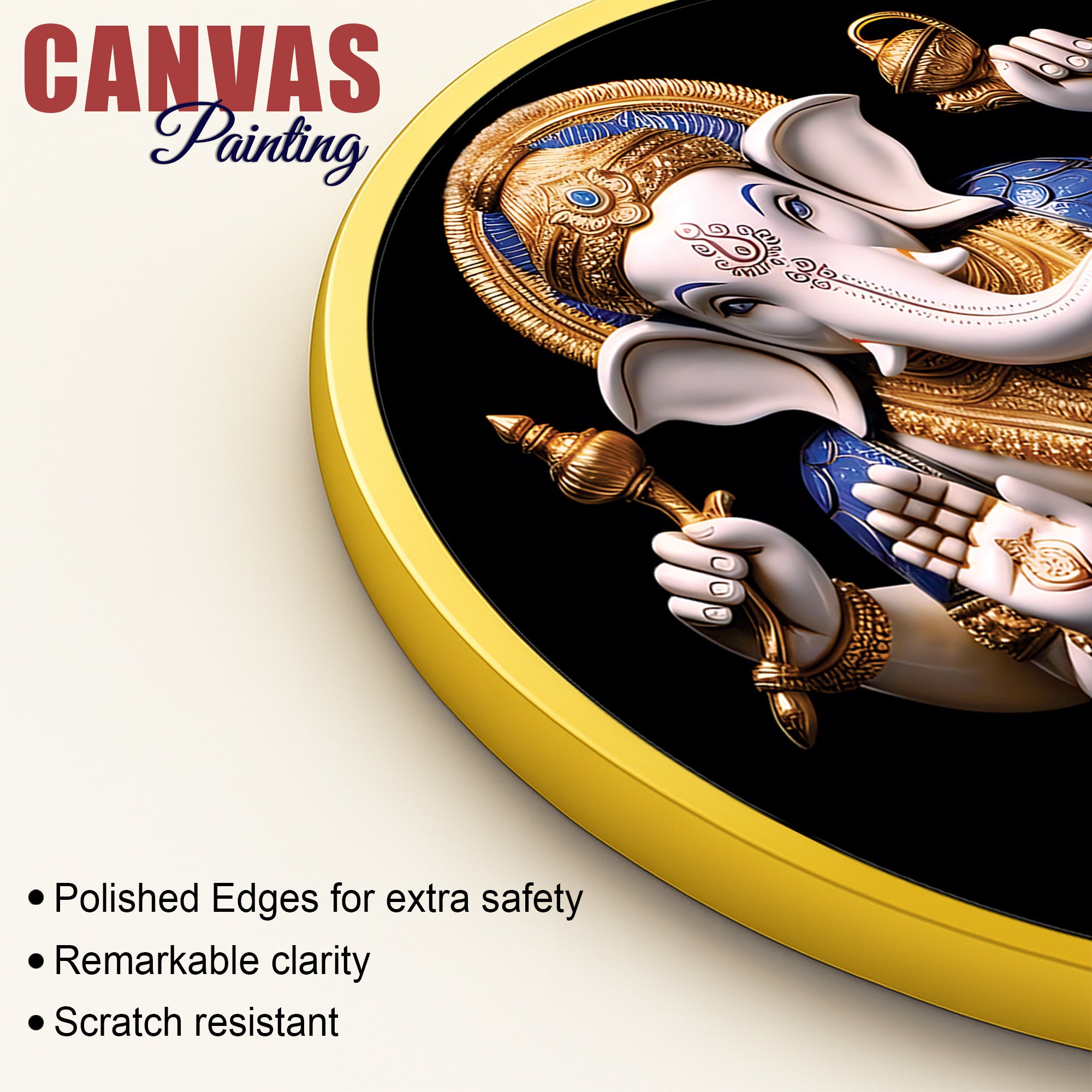 Spiritual Ganesh Ji Round Canvas Painting