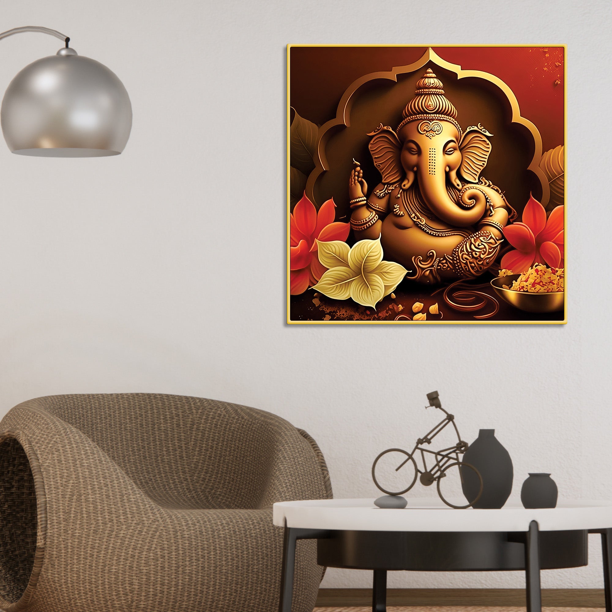Spiritual Ganesha Painting for Home & Temple