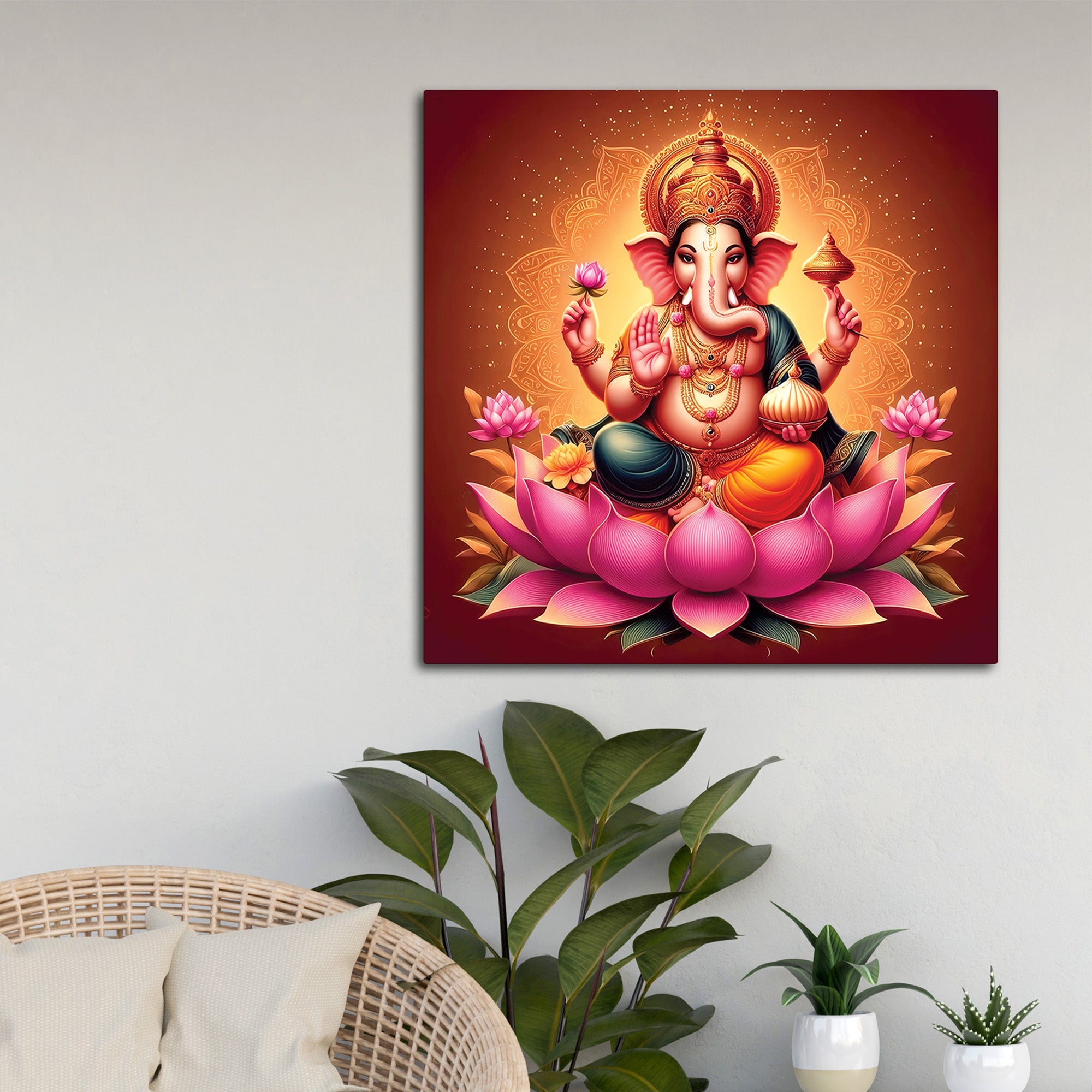 Spiritual Ganpati Bappa Wall Painting for Living Space