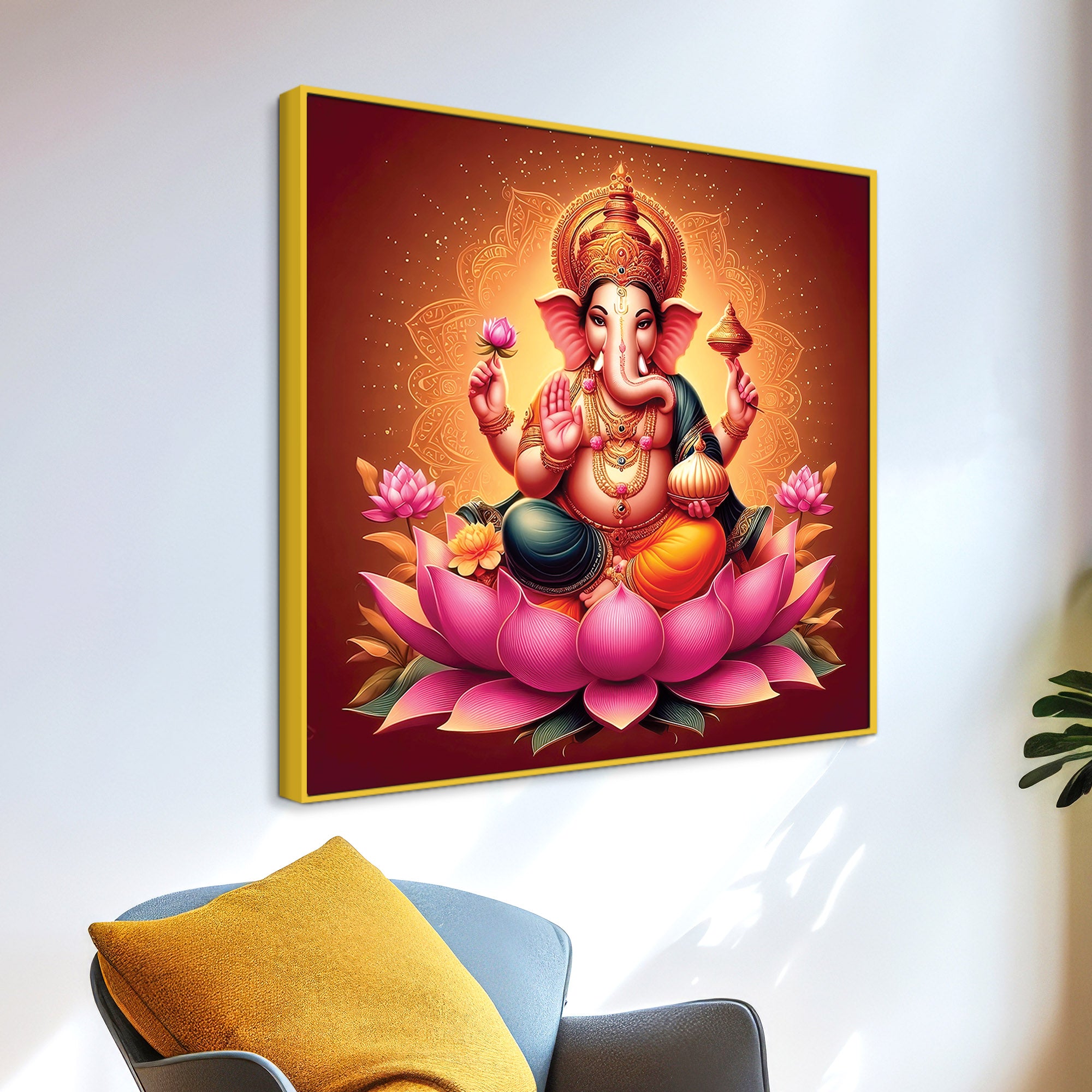 Spiritual Ganpati Bappa Wall Painting for Living Space