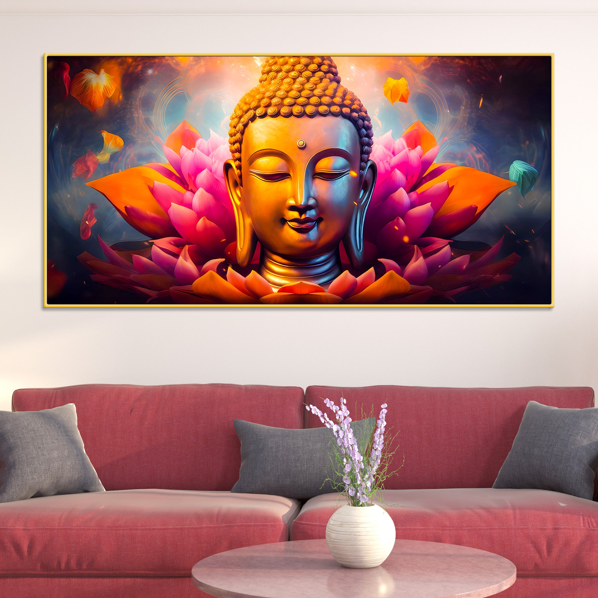 Spiritual Gautam Buddha Wall Painting for Living Spaces