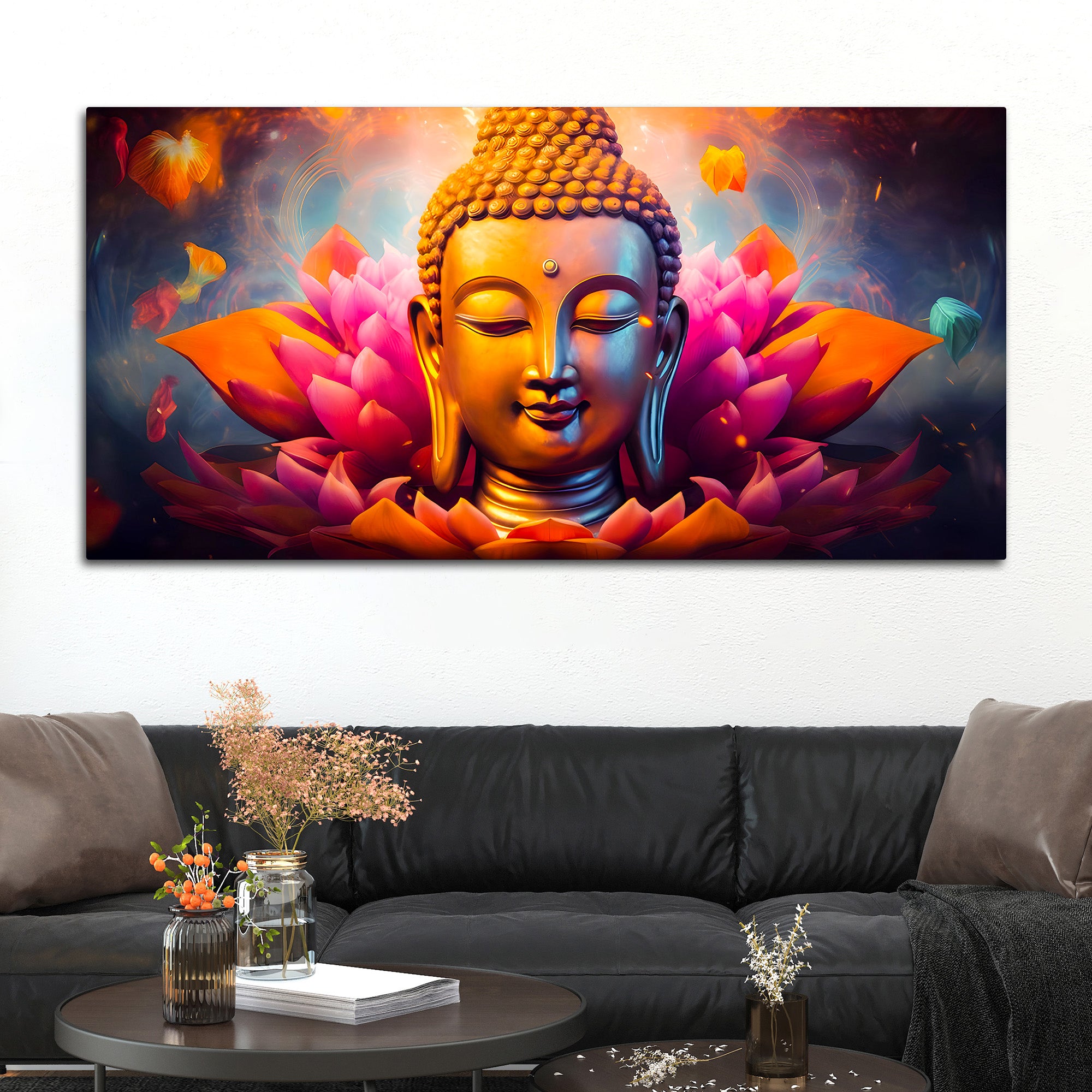 Spiritual Gautam Buddha Wall Painting for Living Spaces
