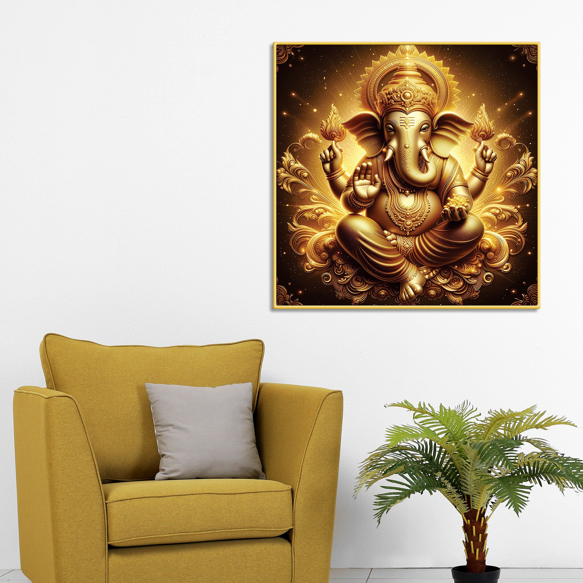 Spiritual Hindu Bappa Ji Wall Painting