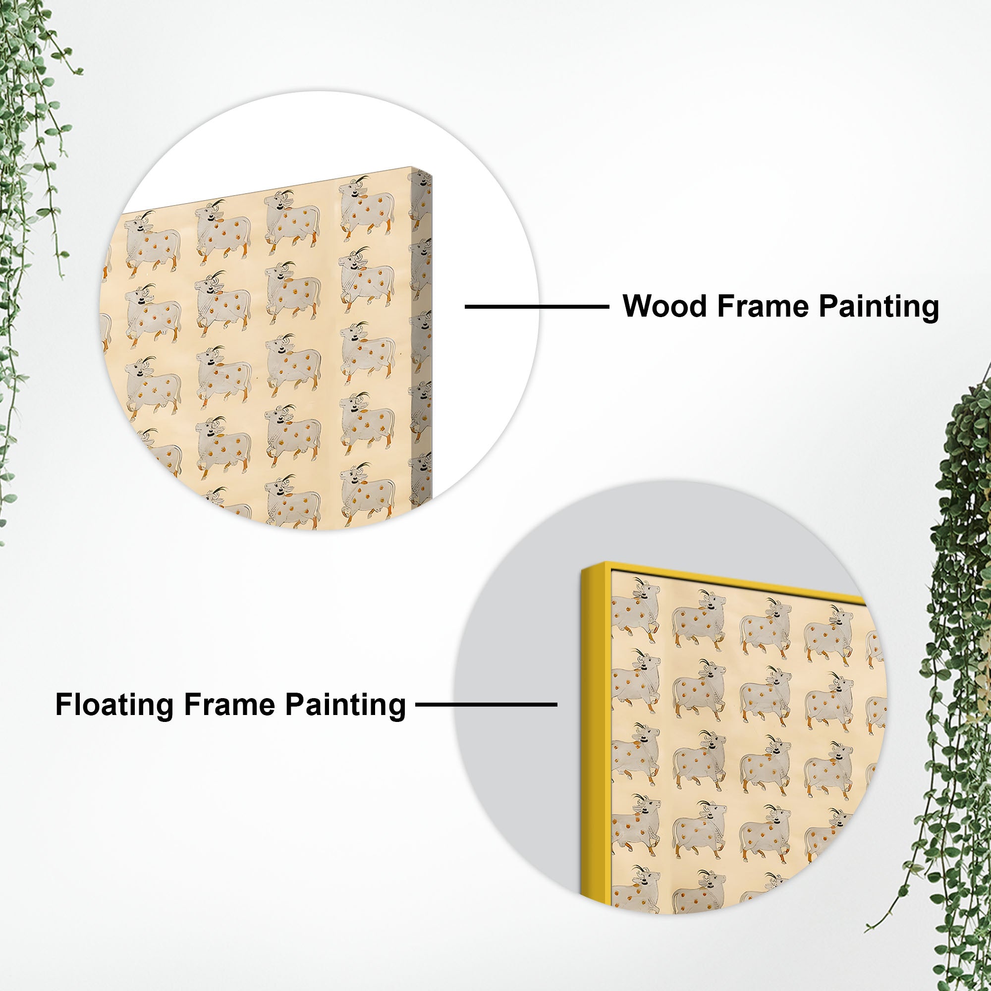 Spiritual Krishna & Gau Mata Pichwai Canvas Wall Painting – Divine Wall Decor