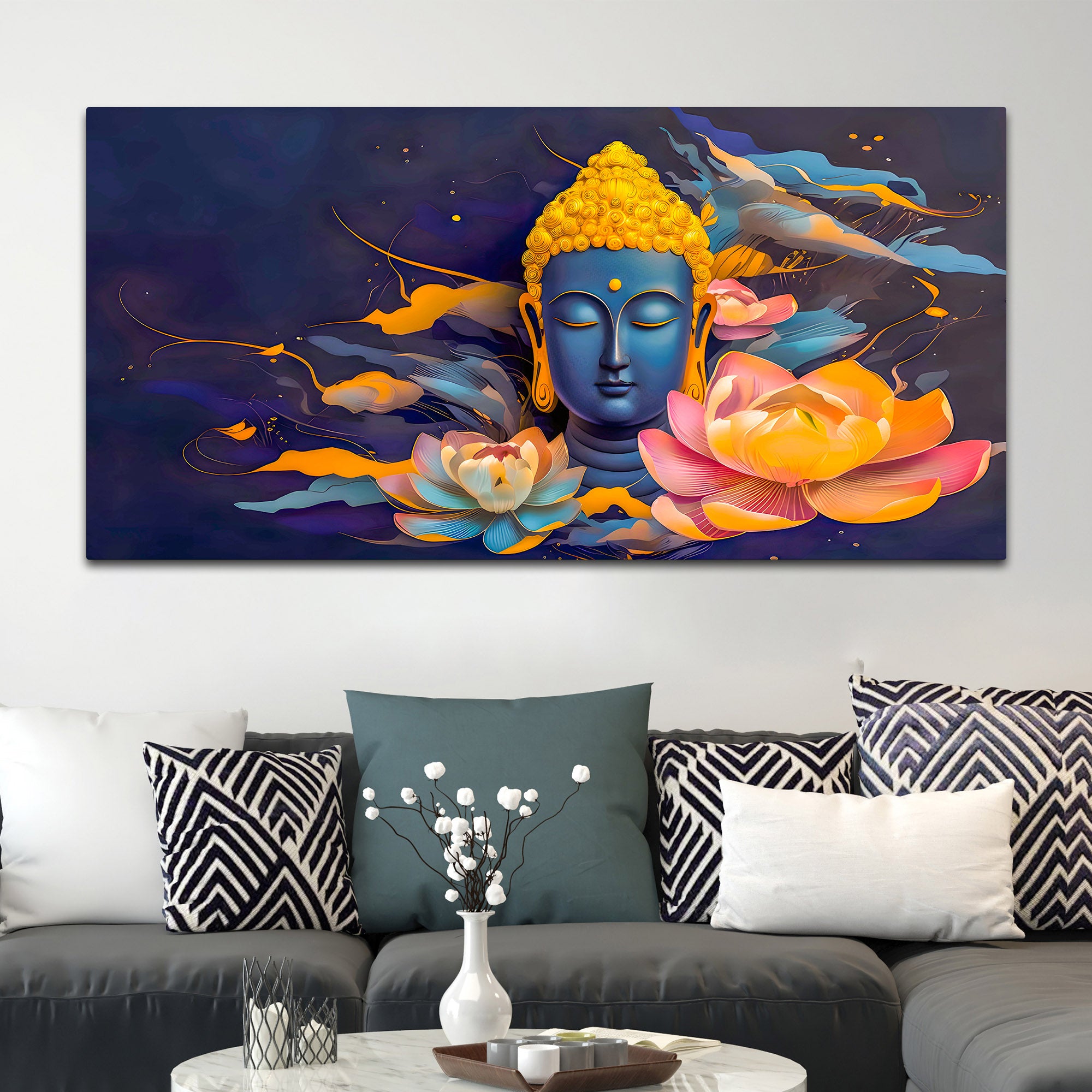 Spiritual Lord Buddha Canvas Wall Painting for Modern Home Decor