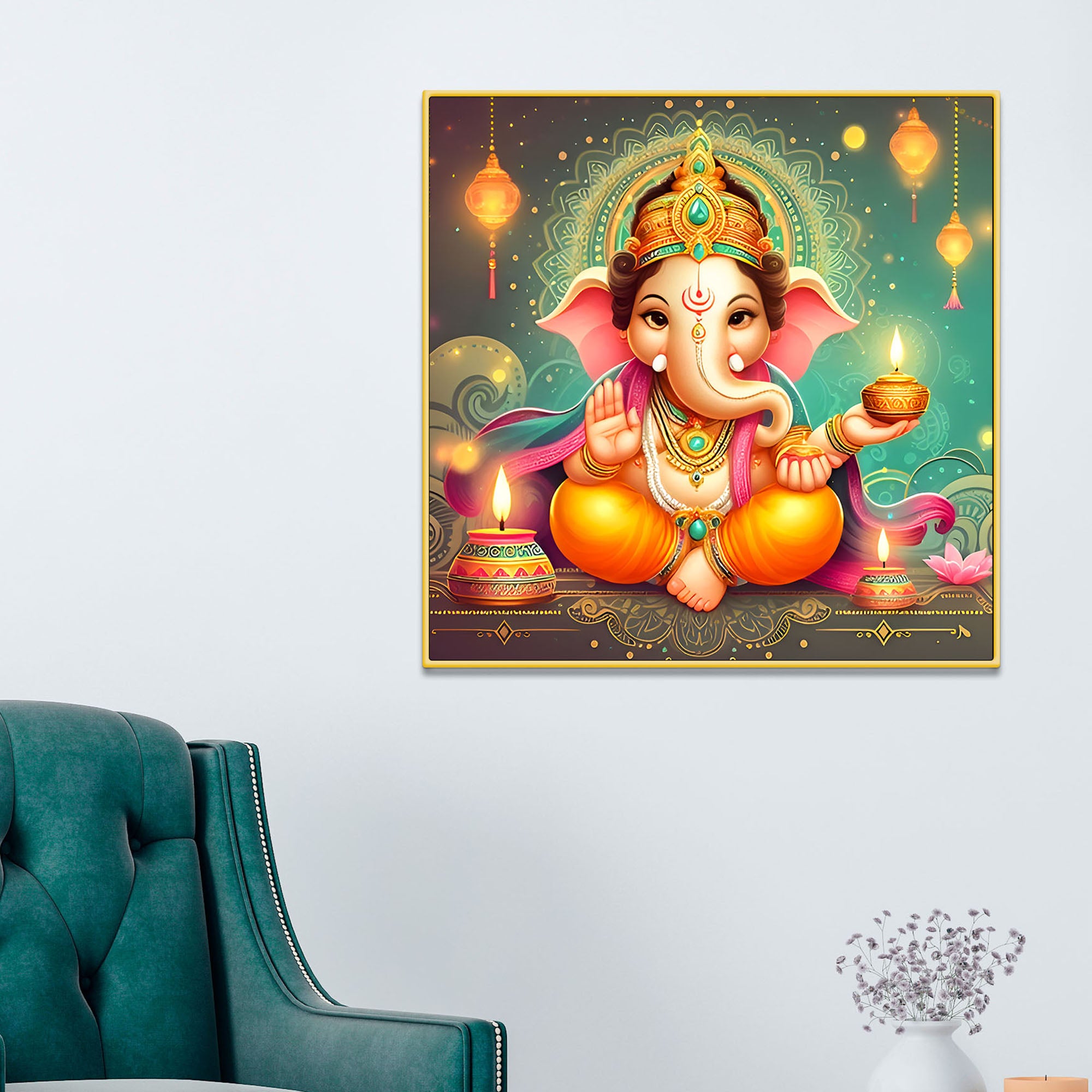 Spiritual Lord Ganesha Wall Painting for Home & Office