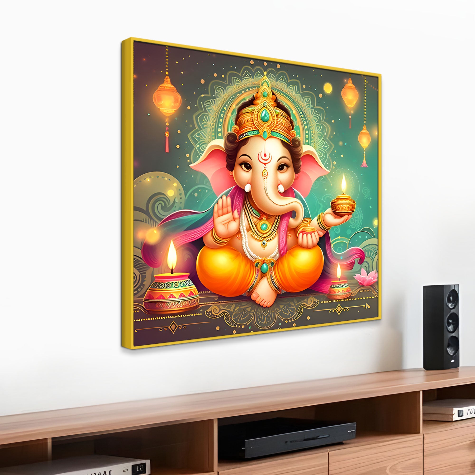 Spiritual Lord Ganesha Wall Painting for Home & Office