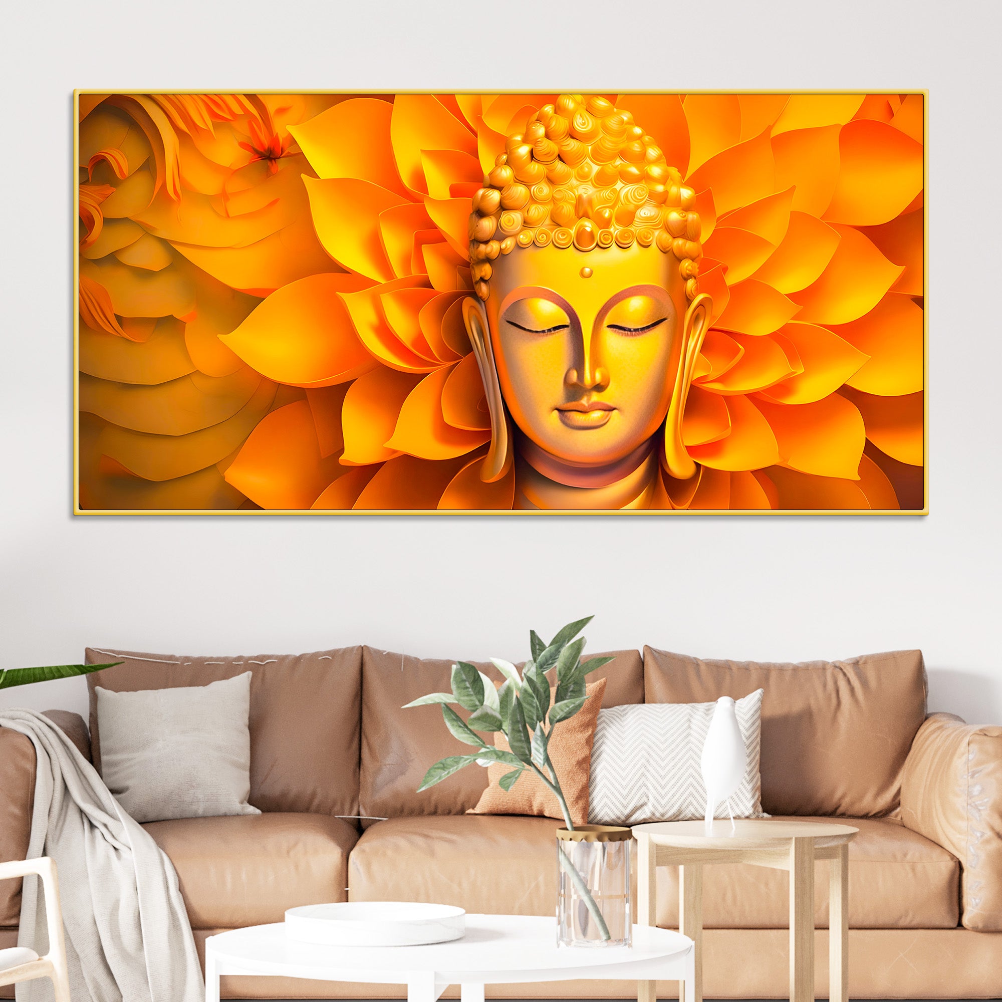 Spiritual Lord Gautam Buddha Wall Painting for Wall Decor