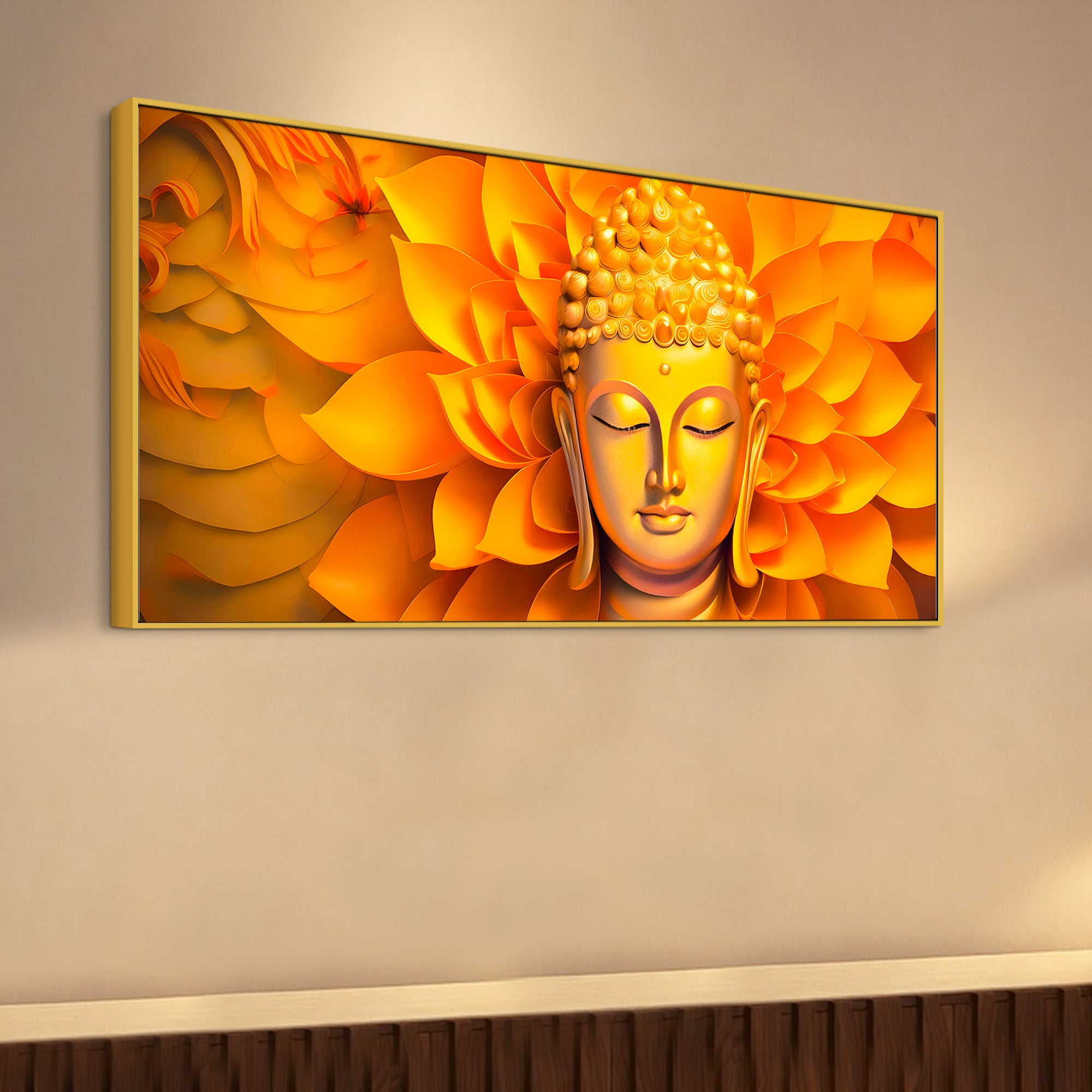 Spiritual Lord Gautam Buddha Wall Painting for Wall Decor