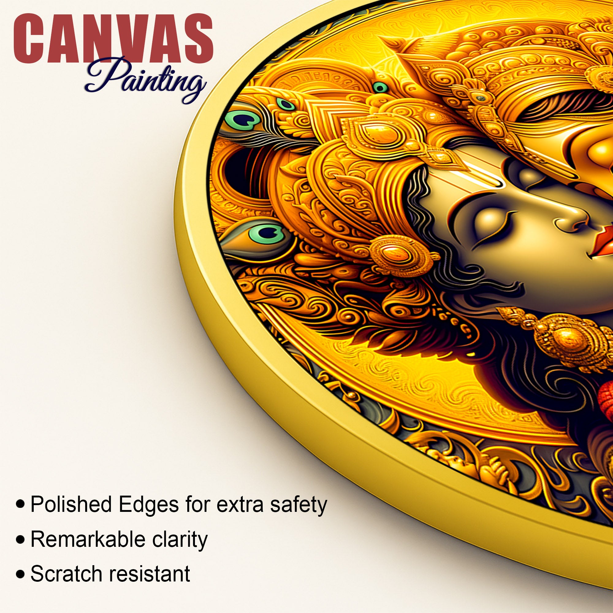 Spiritual Lord Radha Krishna Round Painting for Home