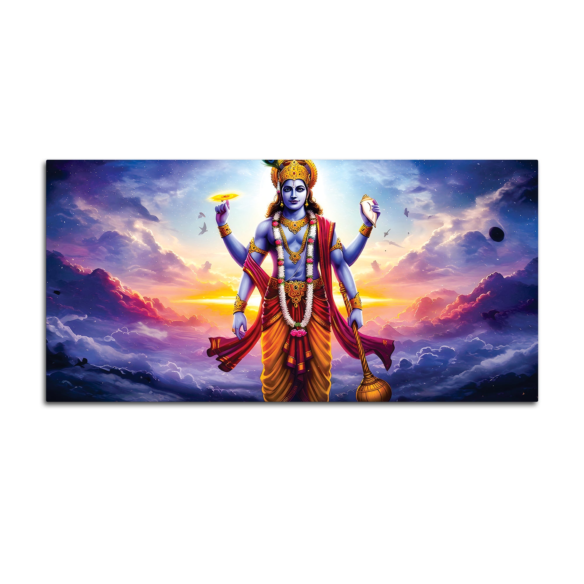 Spiritual Lord Vishnu Canvas Wall Painting for Home & Office