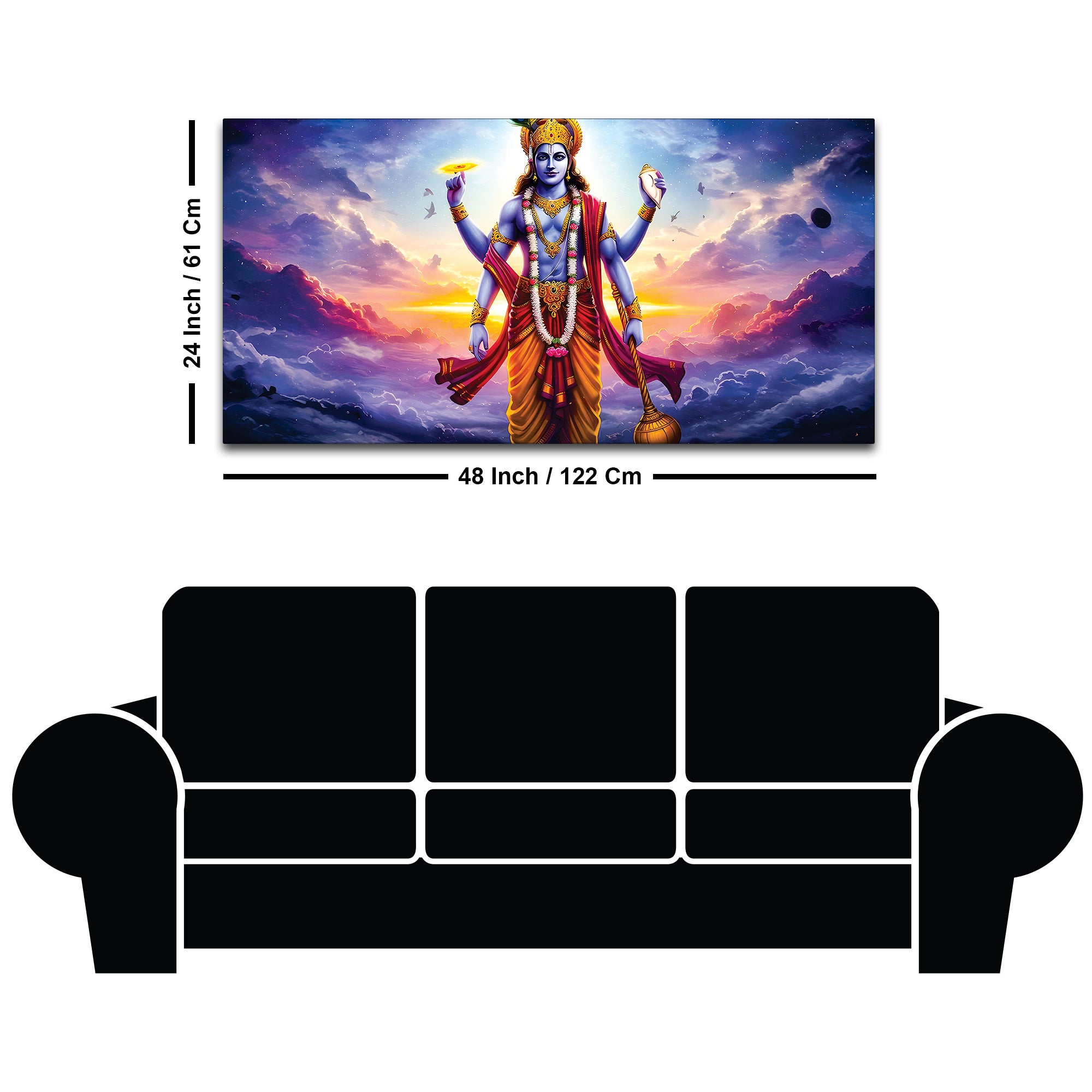 Spiritual Lord Vishnu Canvas Wall Painting for Home & Office