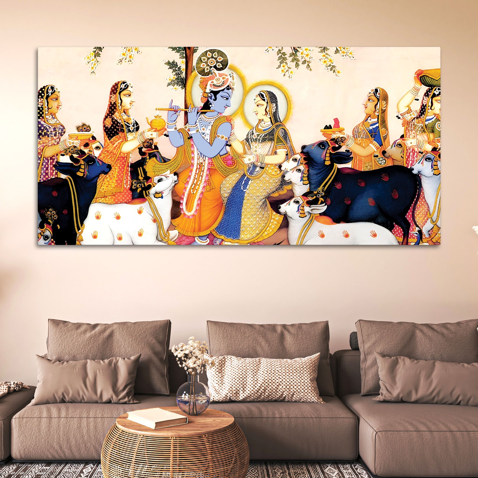Spiritual Radha Krishna Traditional Pichwai Wall Painting