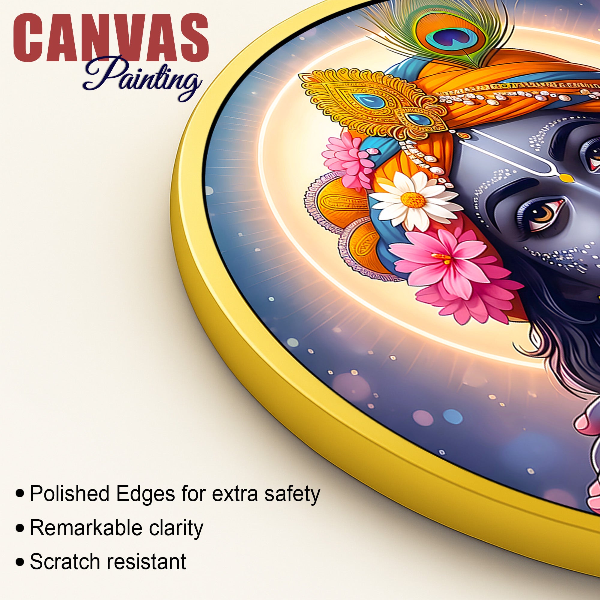 Spiritual Shri Krishna Round Painting Decor