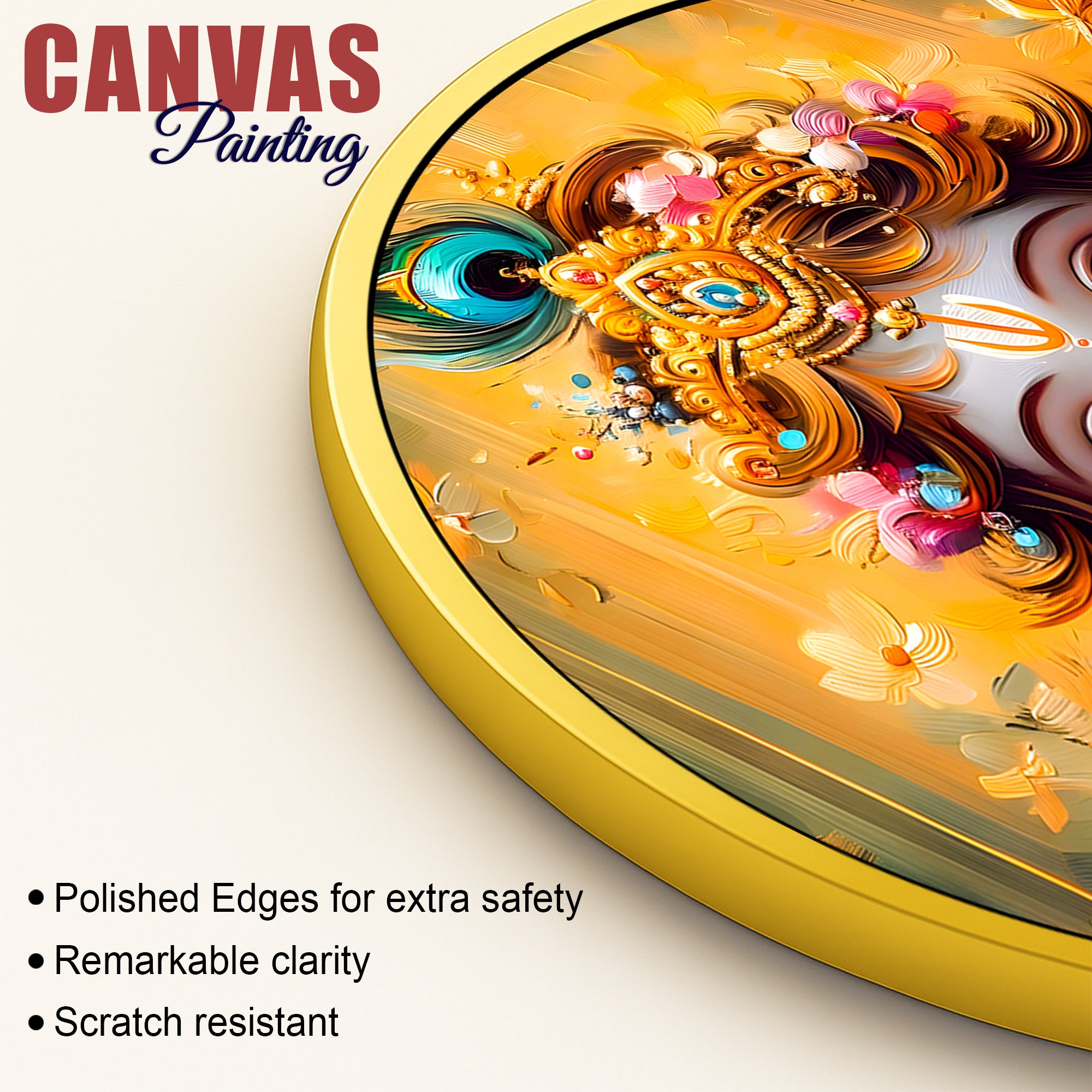 Spiritual Shri Krishna Round Painting for Wall