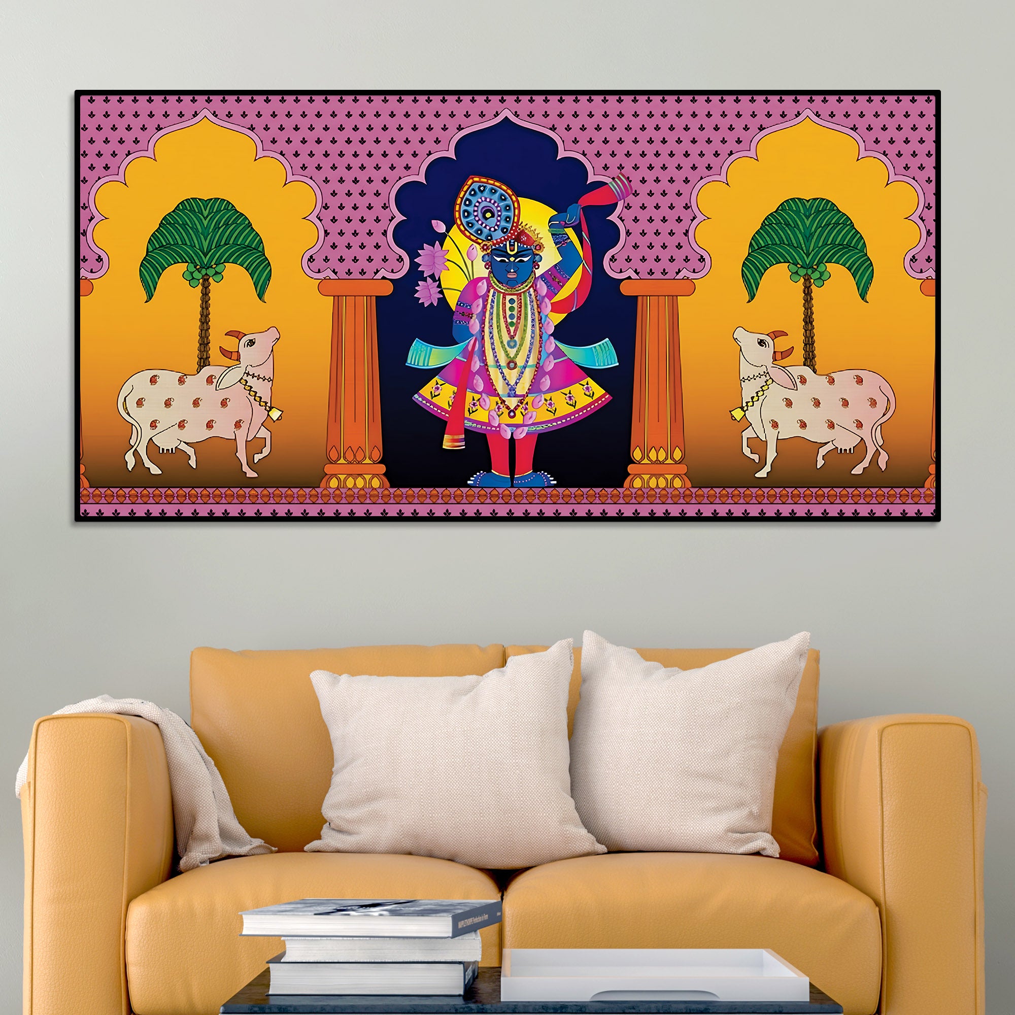Spiritual Shrinathji Pichwai Art Canvas Wall Painting